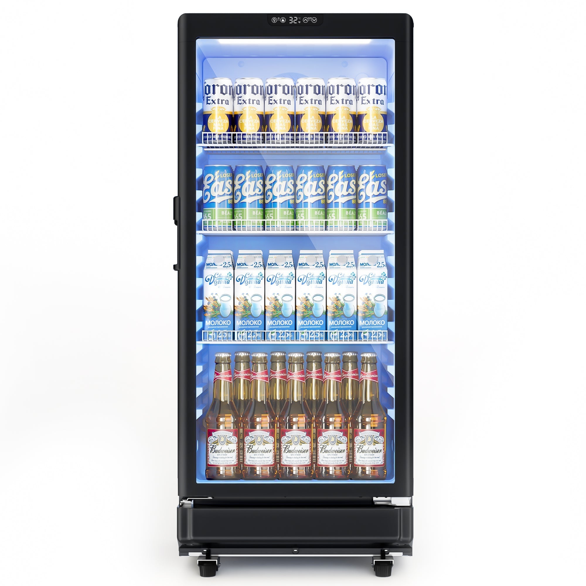 Simzlife Commercial&Residential Merchandiser Refrigerator, Outdoor Beverage Refrigerator with Double-Tempered Glass Door, Beverage Cooler for Bar, Office, Restaurant