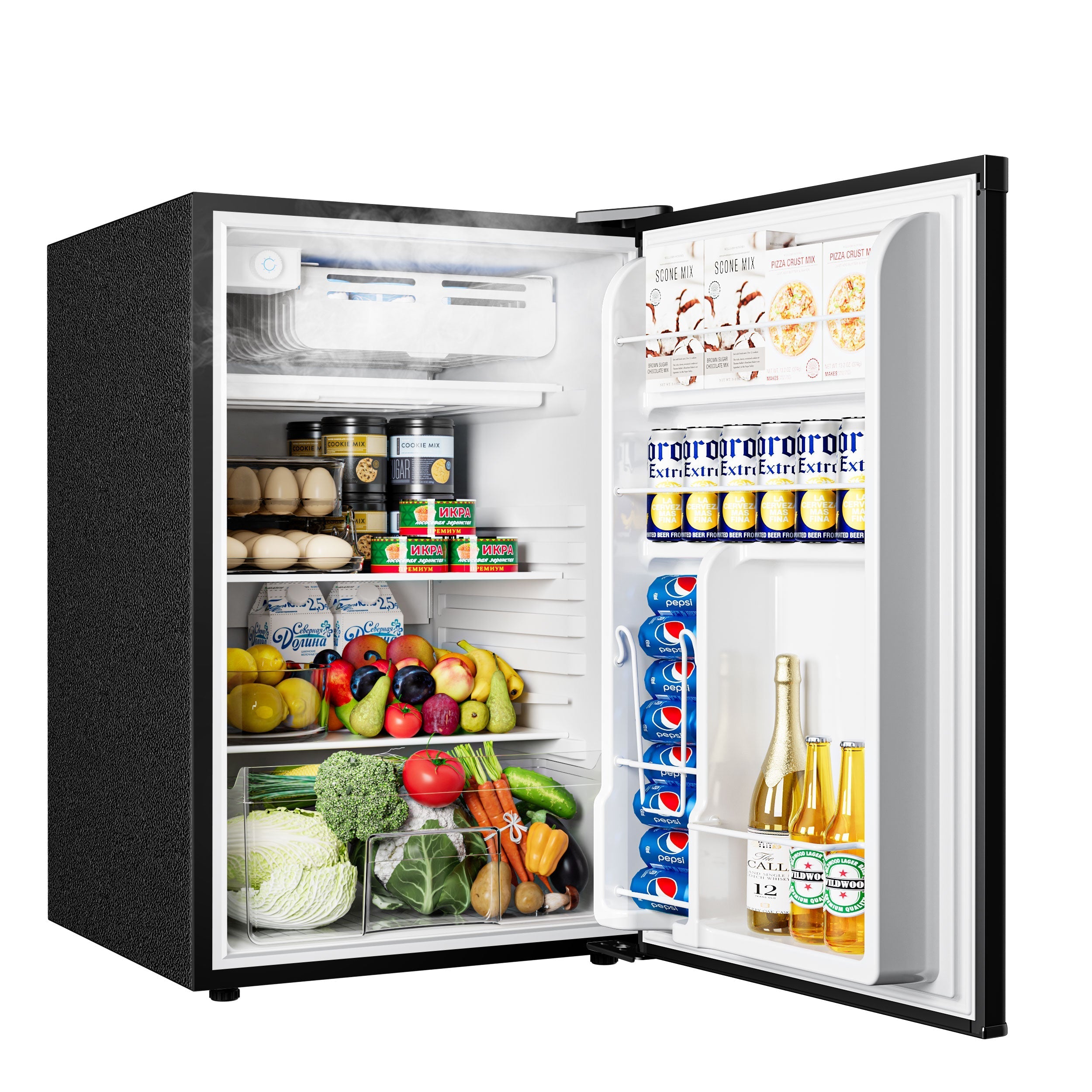 Simzlife 4.4 Cu.Ft Mini Fridge with Freezer, Single Door Compact Refrigerator, Adjustable Thermostat, Mini Refrigerator Energy Saving, Mini fridge for Bedroom, Dorm, Office, Black