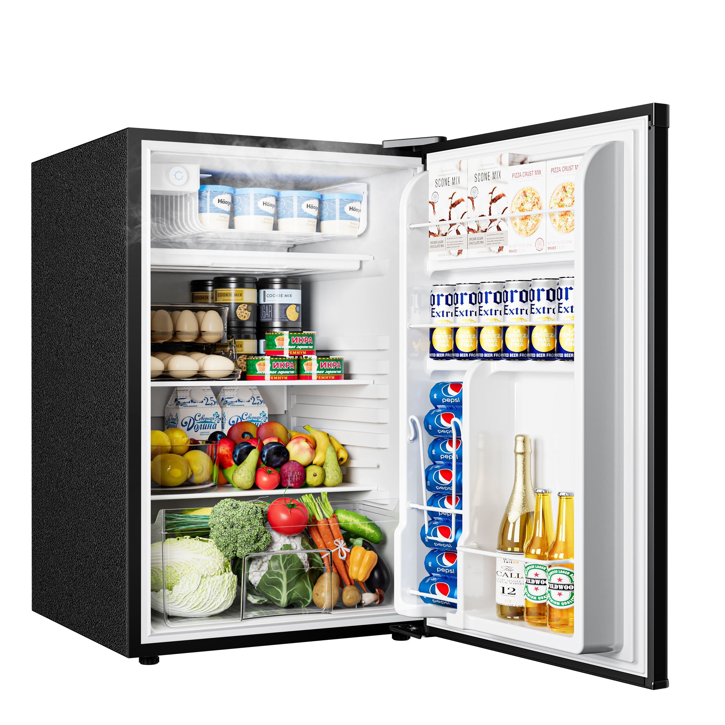 Simzlife 4.4 Cu.Ft Mini Fridge with Freezer, Single Door Compact Refrigerator, Adjustable Thermostat, Mini Refrigerator Energy Saving, Mini fridge for Bedroom, Dorm, Office, Black