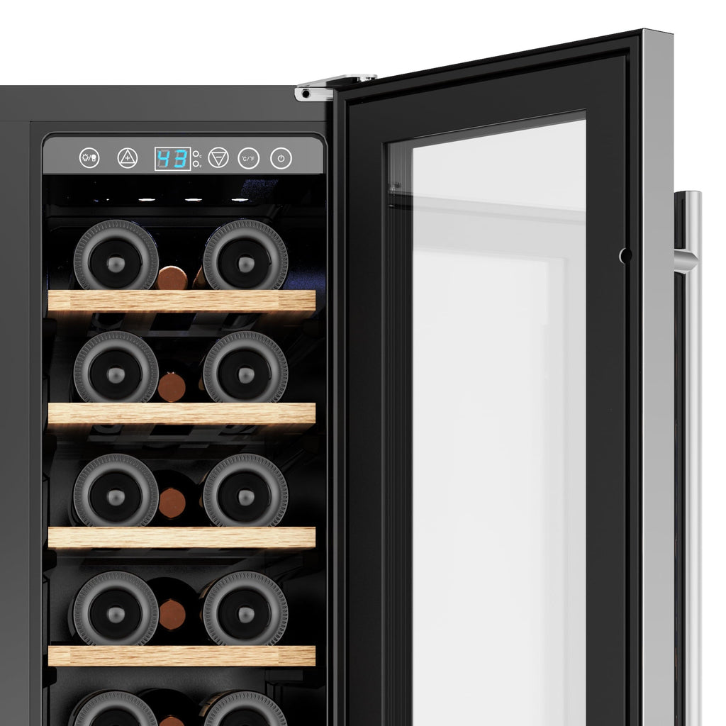 Simzlife 24'' 20 Bottle and 60 Can Wine Fridge & Beverage Refrigerator Dual Zone with Glass Door for Home, 34.3 in H