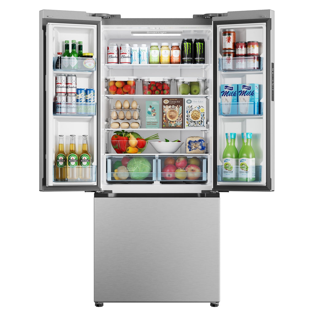 Simzlife 17.5 Cu. ft.  Counter-Depth Refrigerator with Bottom Freezer, French Door Refrigerator with Built-in Ice Maker, Stainless Steel