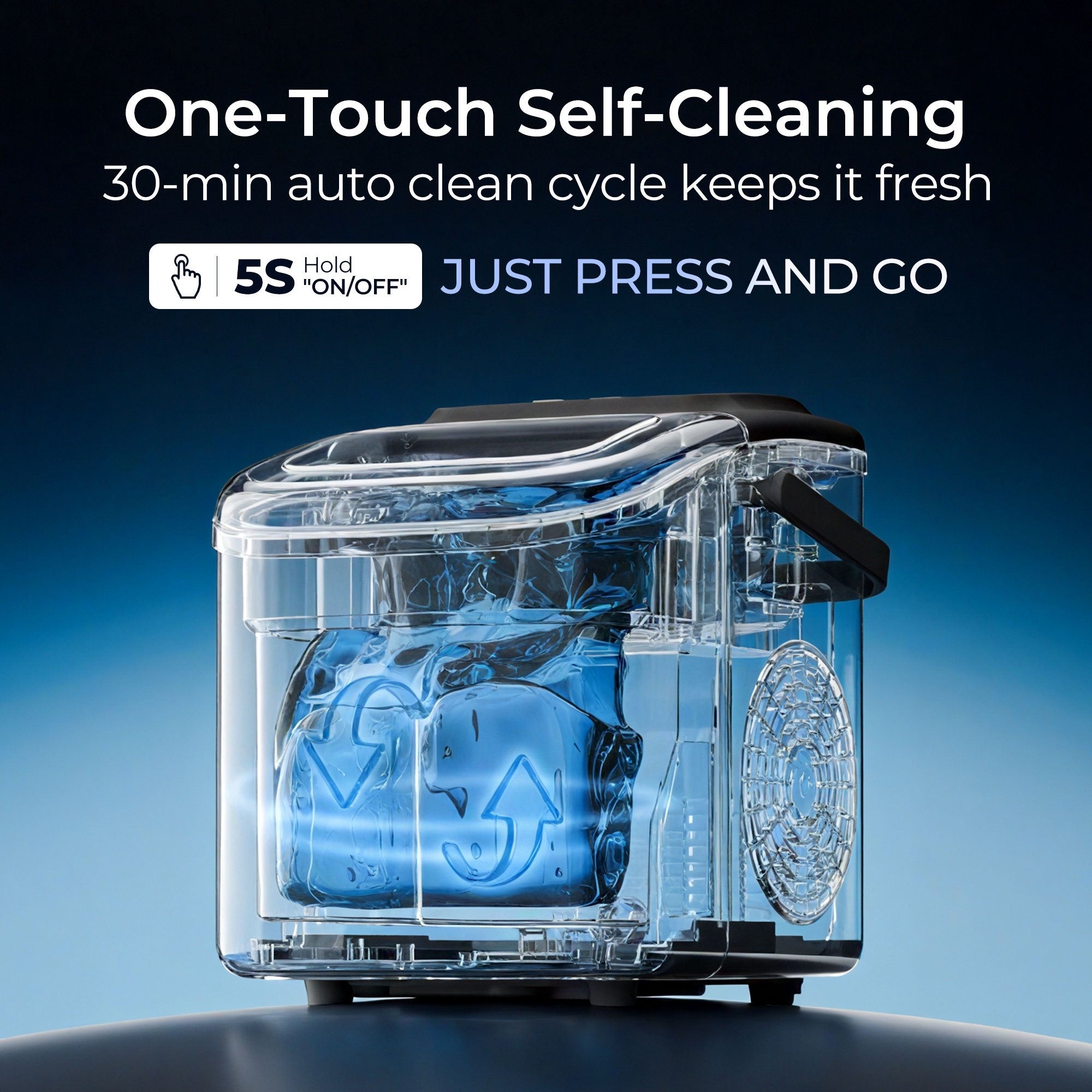 Simzlife Ice Maker Countertop, 9 Cubes Ready in 6 Mins, 26lbs in 24Hrs, Self-Cleaning Ice Machine with Ice Scoop and Basket, 2 Sizes of Bullet Ice for Home Kitchen Office Bar Party