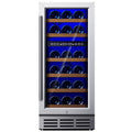 Simzlife 15 Inch Wine Fridge, Dual Zone Wine Chiller with Digital Temperature Control, Wine Cooler Upgraded Compressor Fits Low Noise, Wine Storage with Double-Layer Glass Door, 33 Bottles