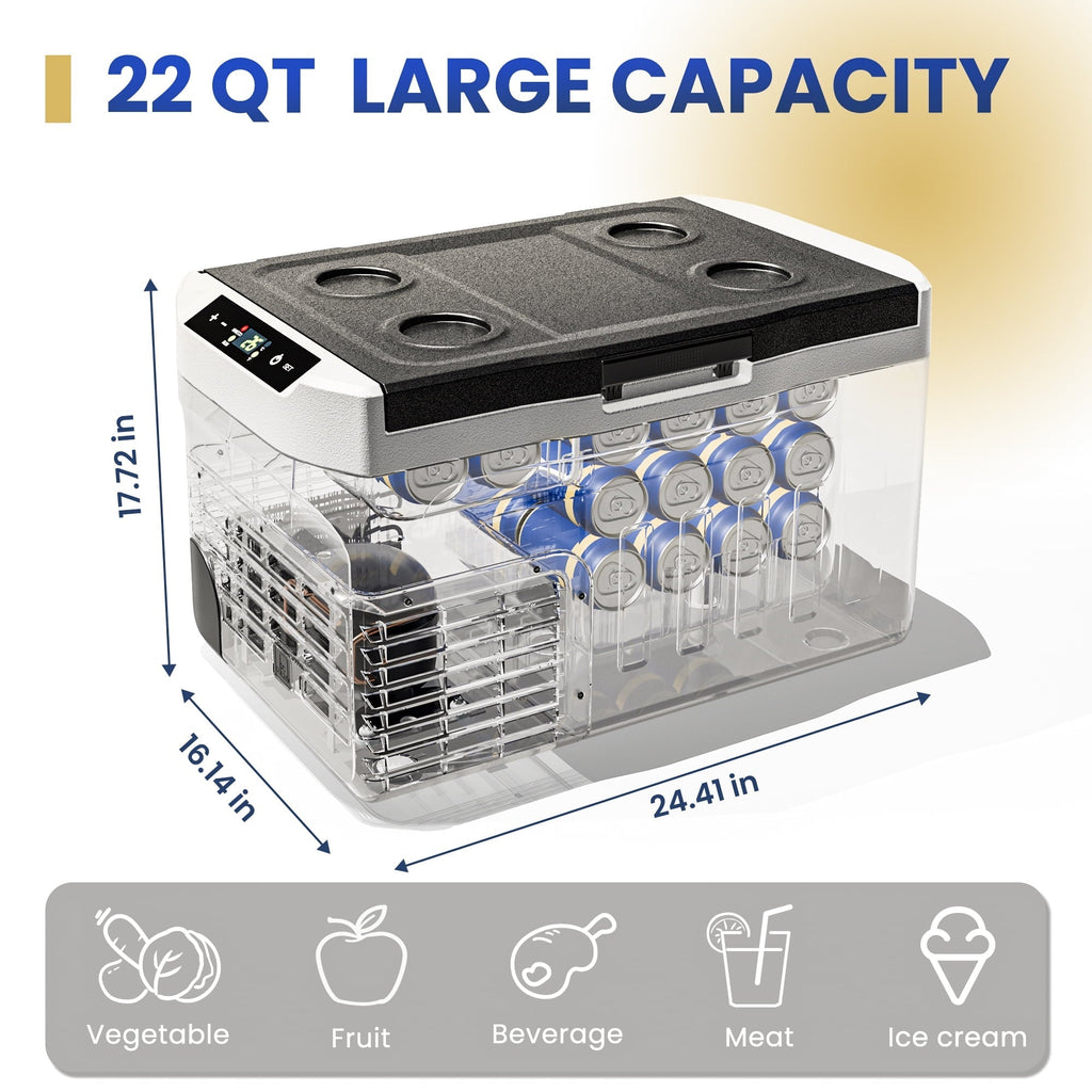 Simzlife 12 Volt Car Refrigerator 32 Quart Portable Fridge Freezer Compressor Cooler 12/24V DC 110~240 Volt AC for Truck Van RV Camper SUV Travel Camping Road Trips