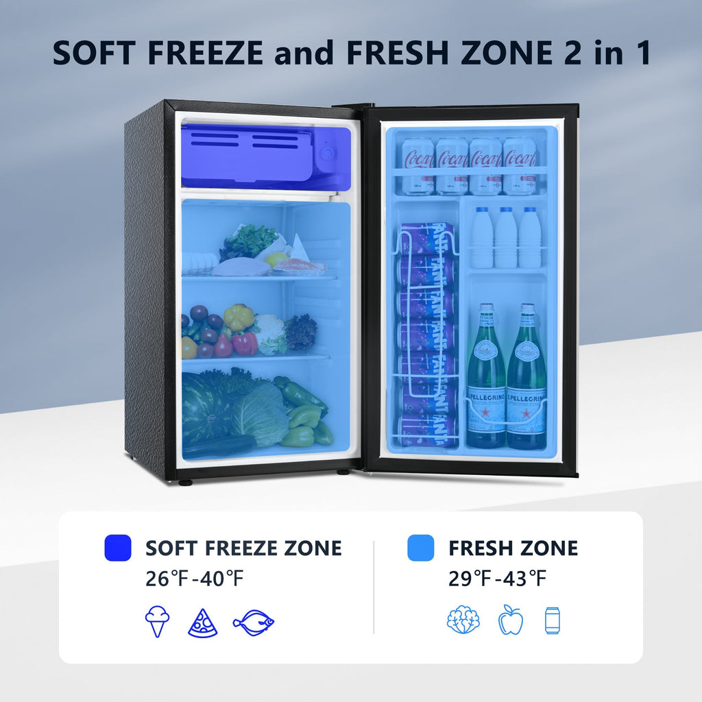 Simzlife 3.2 Cu.ft Mini Fridge with Freezer，Compact Design with Single Door ，19.3 in D，31.9 in H, Silver