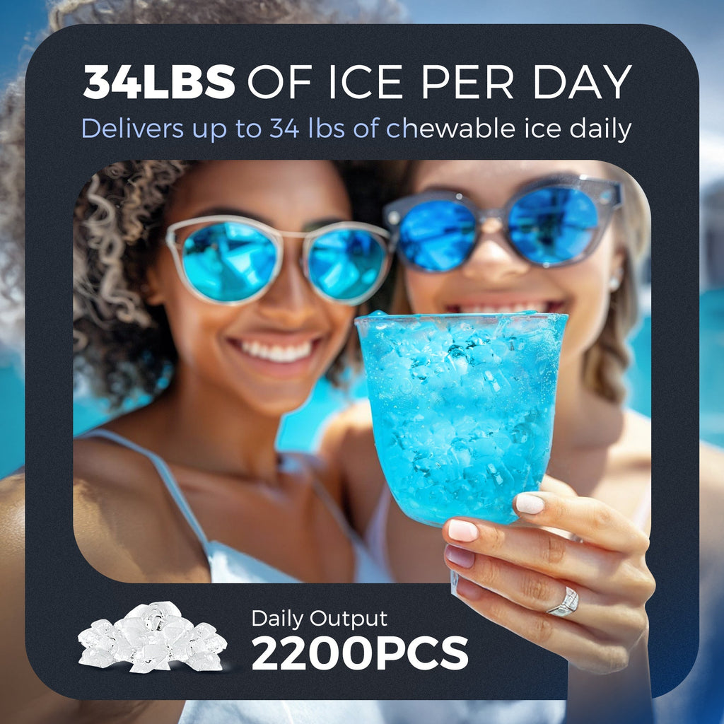 Simzlife 35lbs/24H Nugget Ice Maker Countertop,Portable Ice Maker Machine with Auto-Cleaning, Silver