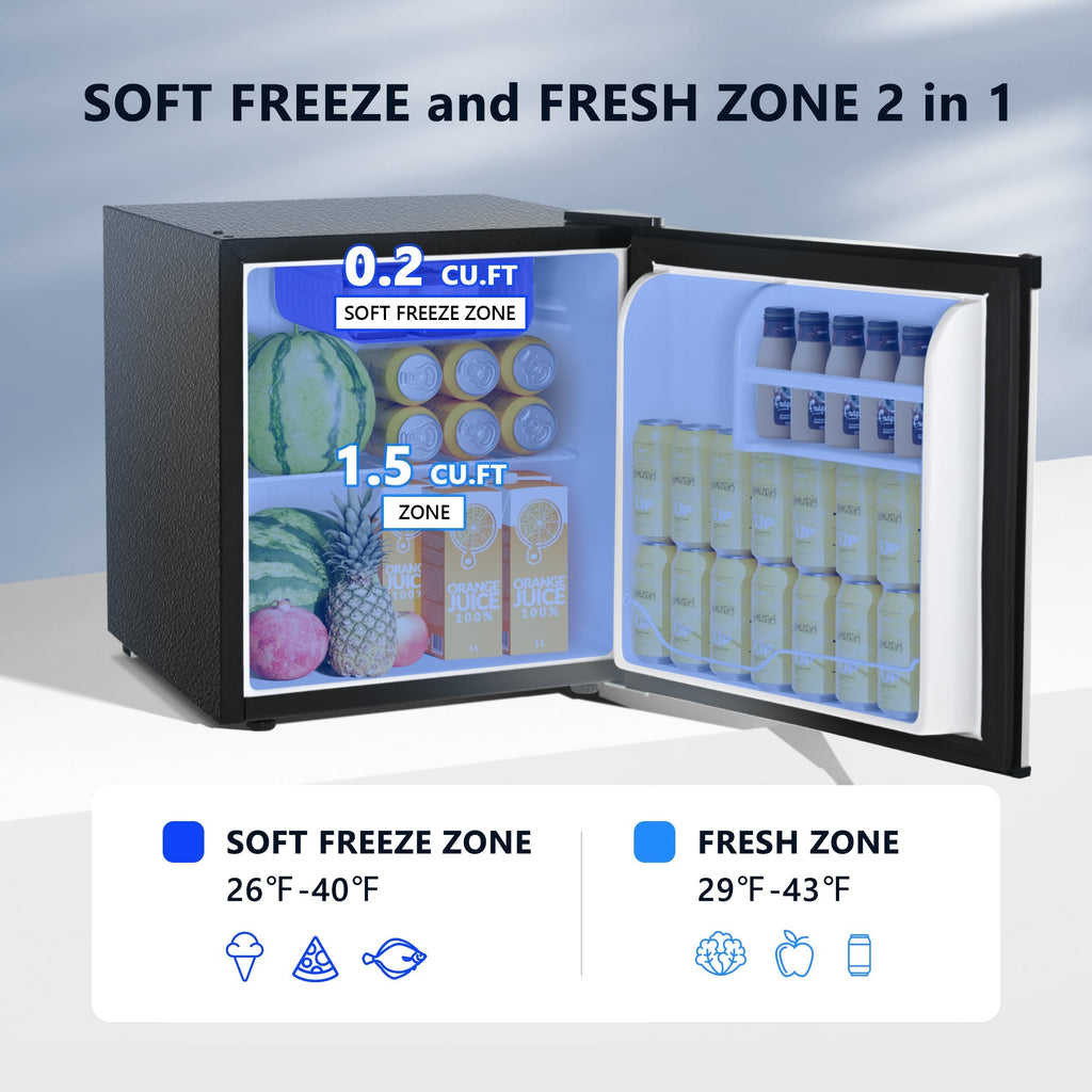 Simzlife 1.6 Cu. Ft. Freestanding Mini Fridge With Freezer for Dorm, College, Office