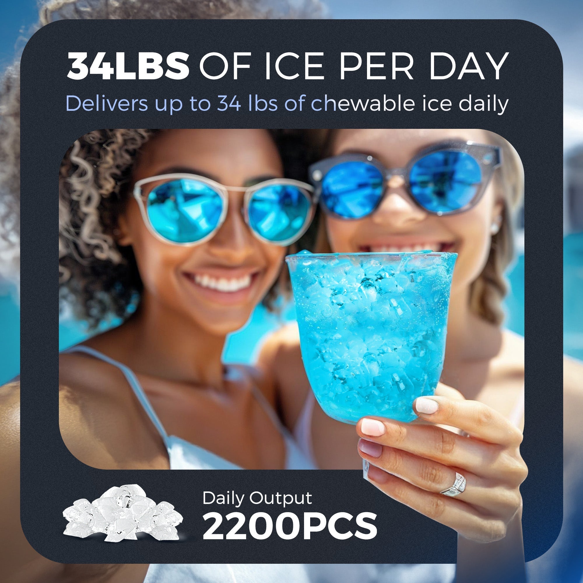 Simzlife 35lbs/24H Nugget Ice Maker Countertop,Portable Ice Maker Machine with Auto-Cleaning, Black