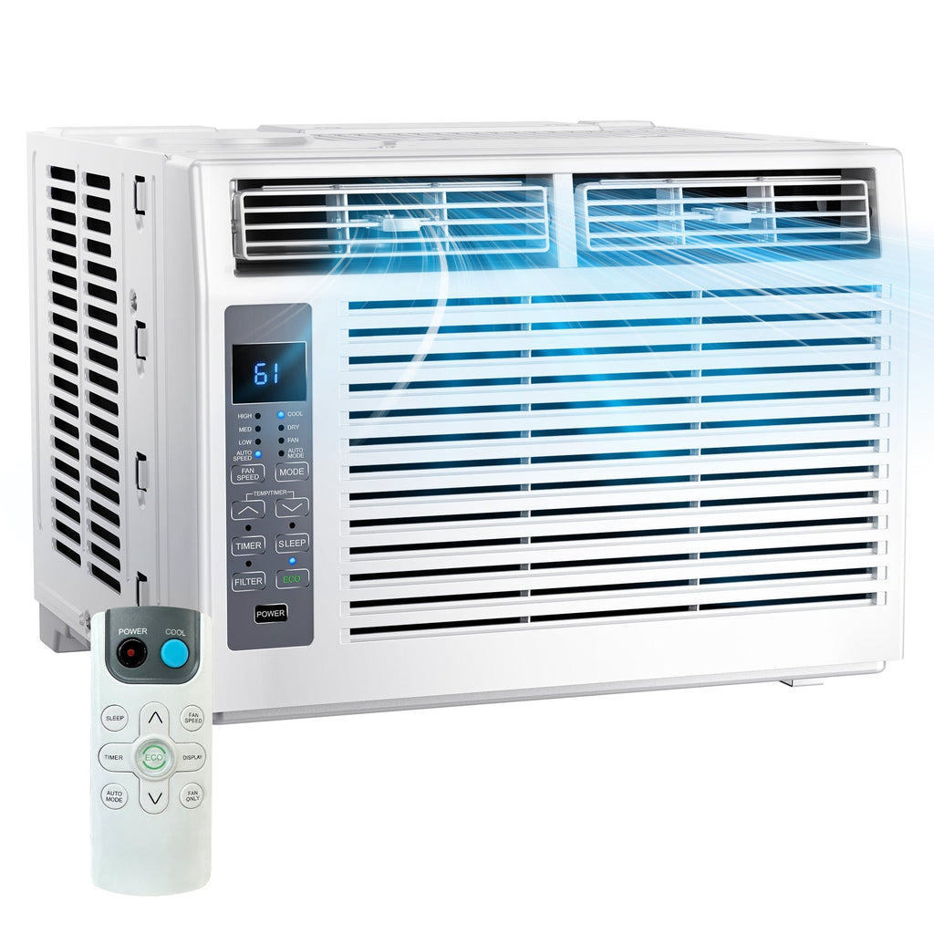SIMZLIFE 6,000 BTU Window Air Conditioner, Cools Up To 250 Sq Ft, 3 Cooling Modes, Remote Control