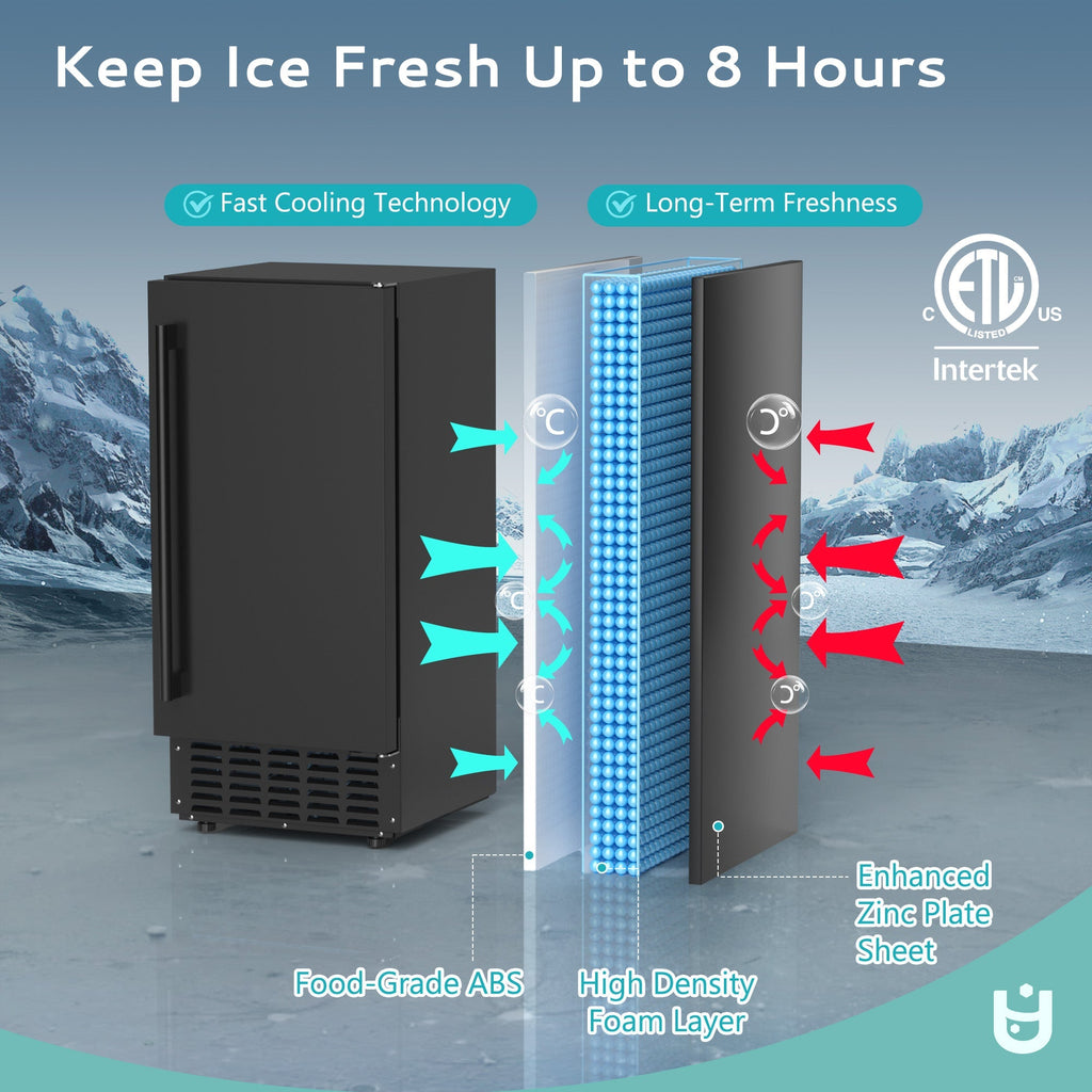 SIMZLIFE Nugget Ice Maker 66Lbs/24H, Built-in or Freestanding, Self-Cleaning, Home Bar, Black