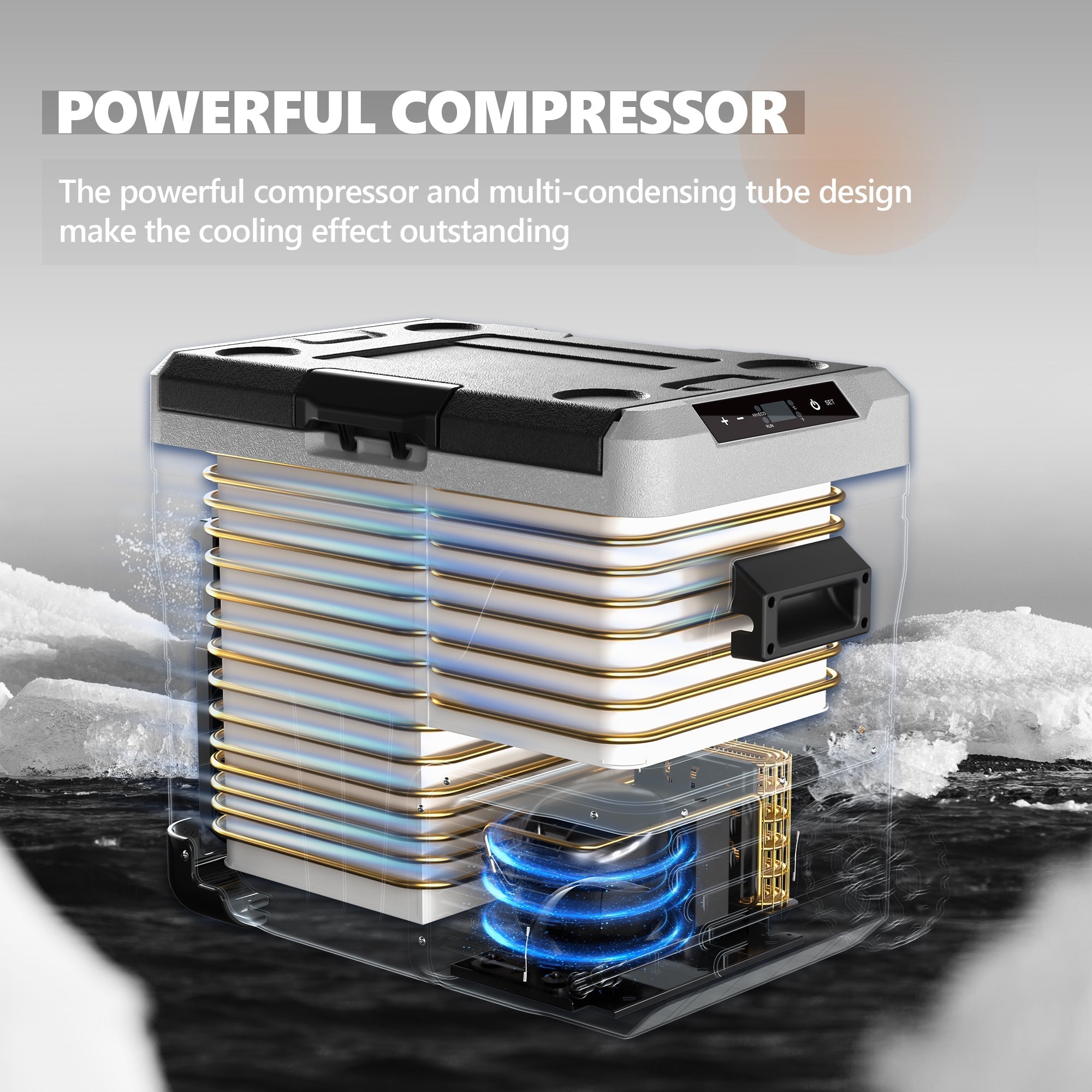 Simzlife 12 Volt Refrigerator, 53QT(50L) Electric Cooler, Portable Freezer 12V/24V DC 110-240V AC, 12V Fridge -4℉~68℉, 12V Cooler with Wheels & 2 Baskets for Travel, Truck, Boat, Camping