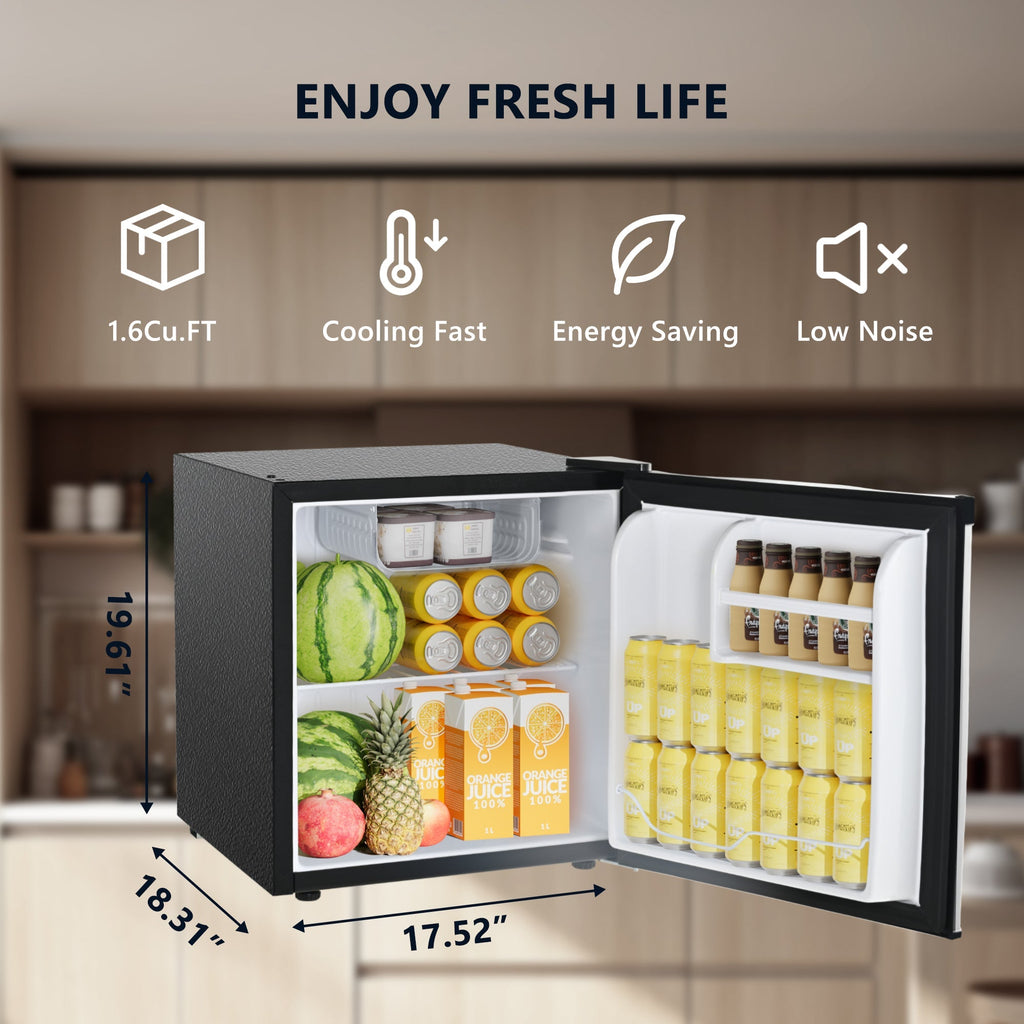 Simzlife 1.6 Cu. Ft. Freestanding Mini Fridge With Freezer for Dorm, College, Office
