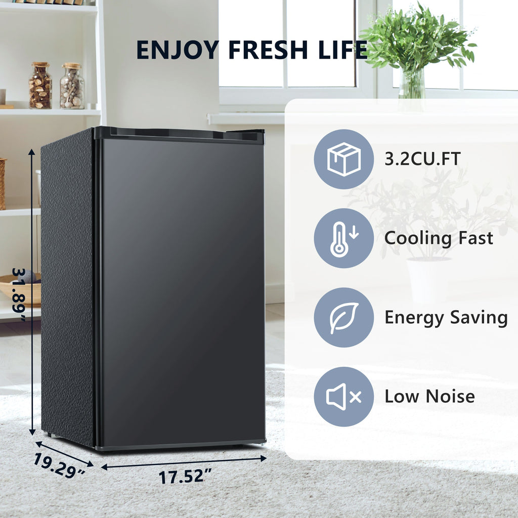 Simzlife 3.2 Cu.ft Mini Fridge with Freezer, Compact Design with Single Door , 19.3 in D, 31.9 in H