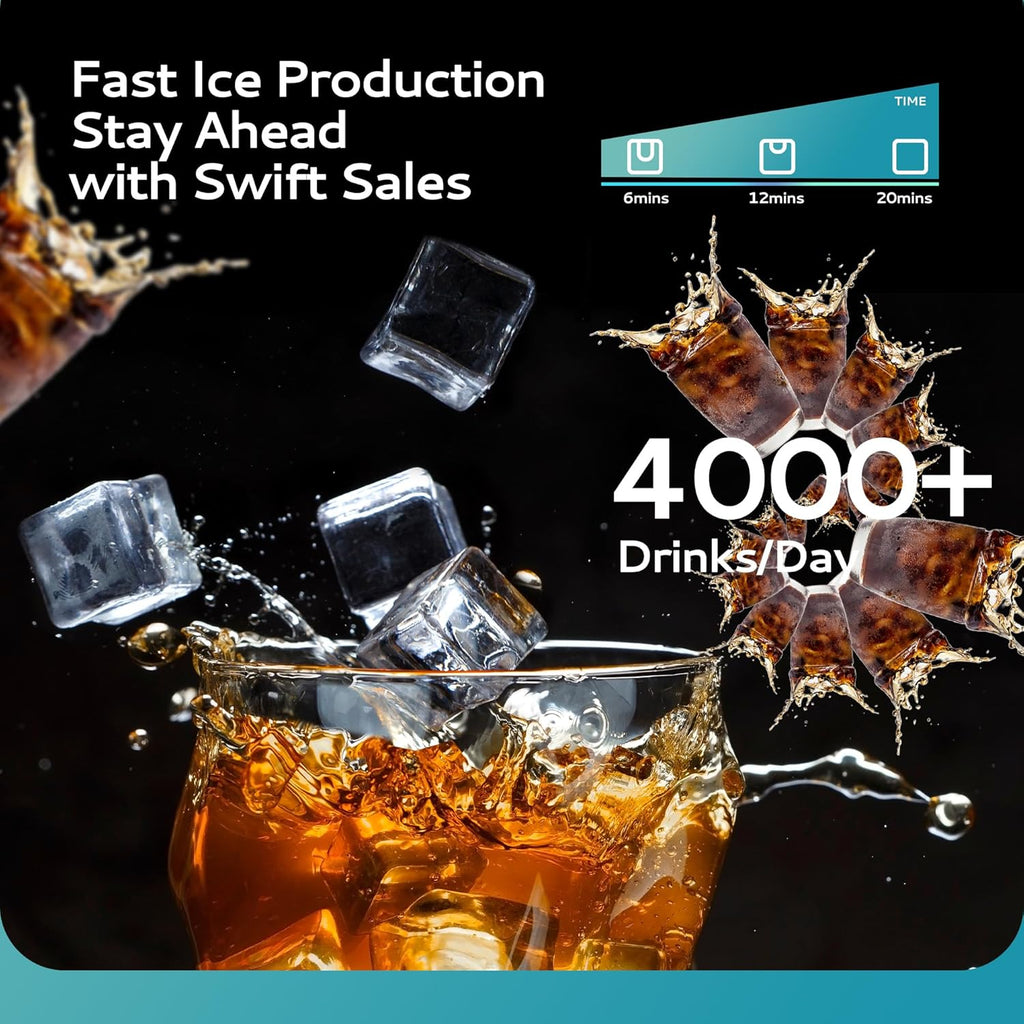 Simzlife Commercial Ice Maker Machine 450Lbs/24H, SECOP Compressor&ETL Approval, Industrial Ice Machine, 250Lbs Storage, Ice Ready in 8-15 min, Stainless Steel Ice Maker for Bar/Cafe/Restaurant/Business