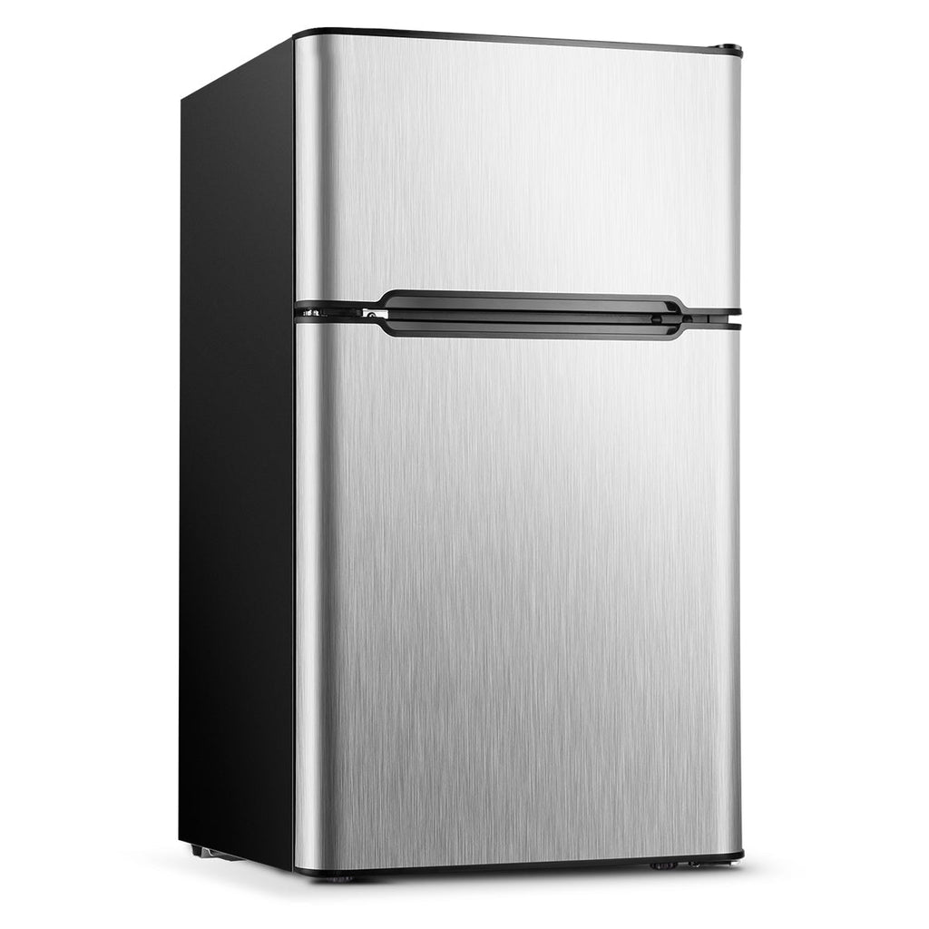 Simzlife 3.2 Cu ft Two Door Mini Refrigerator with Freezer, Compact Small Fridge Adjustable Removable Shelves