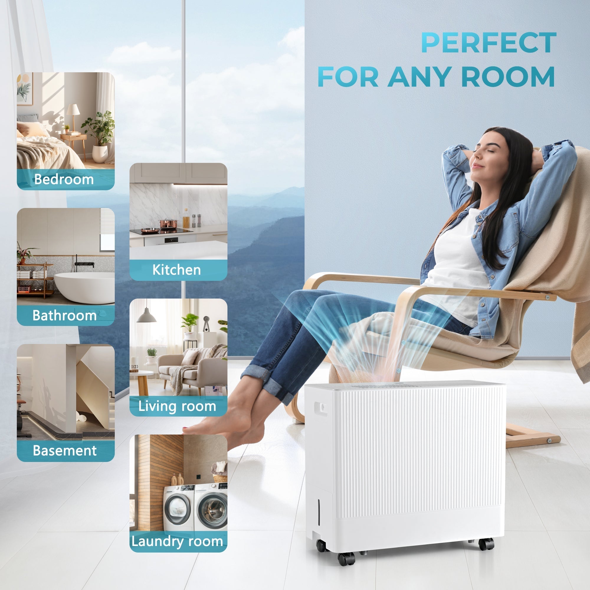 Simzlife 22 Pints Dehumidifiers for Home,With 24-Hour Timer Function, Automatic Defrost, Multiple Dehumidification Modes, Suitable for Large Rooms