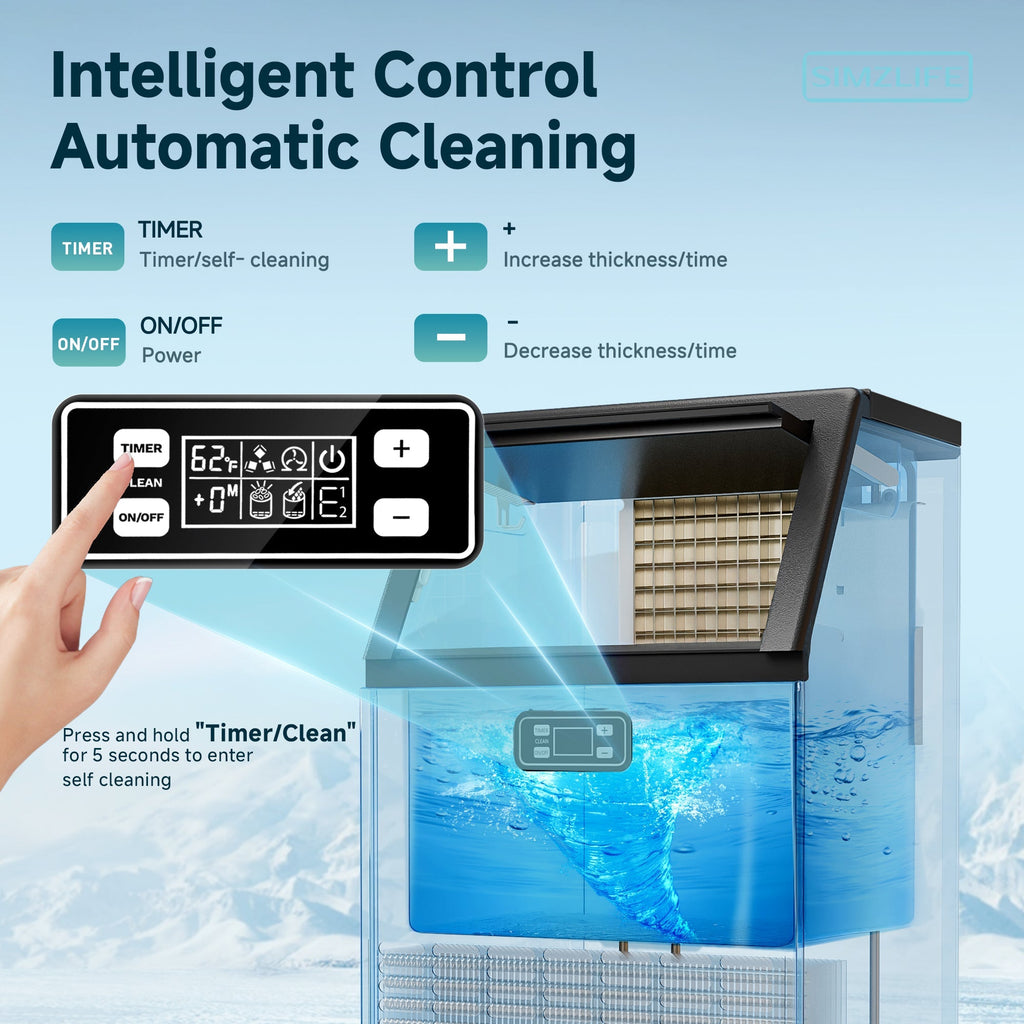 Simzlife 17.3 in. 100 lb. /24H Full Ice Sizes Commercial Ice Maker in Black, 33 lb. Storage Bin, Ice Full Alert and Auto-Cleaning