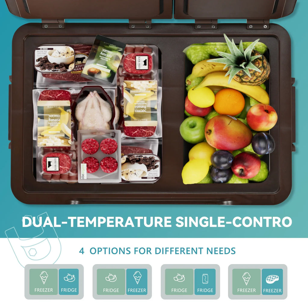Simzlife 12 Volt Dual Zone Refrigerator, 39QT(35L) Portable Car Refrigerator, -4℉~68℉, 12/24V DC & 110-240V AC, Mini Fridge