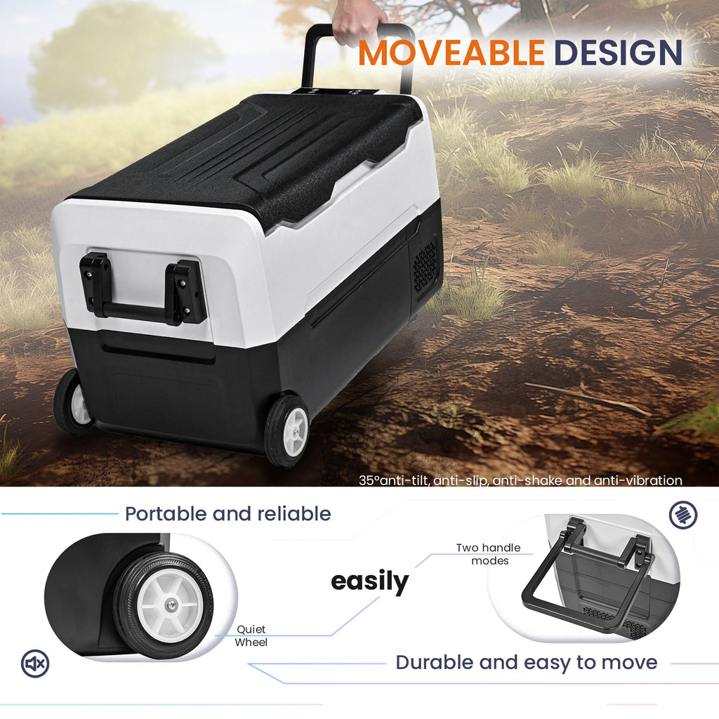 Simzlife 12 Volt Refrigerator, 37QT(35L) 12V Fridge, Electric Cooler 12/24V DC 120-240V AC -4℉~68℉, 12V Freezer Removable Divider, Car Fridge For Camping, RV, Travel, Fishing, Outdoor