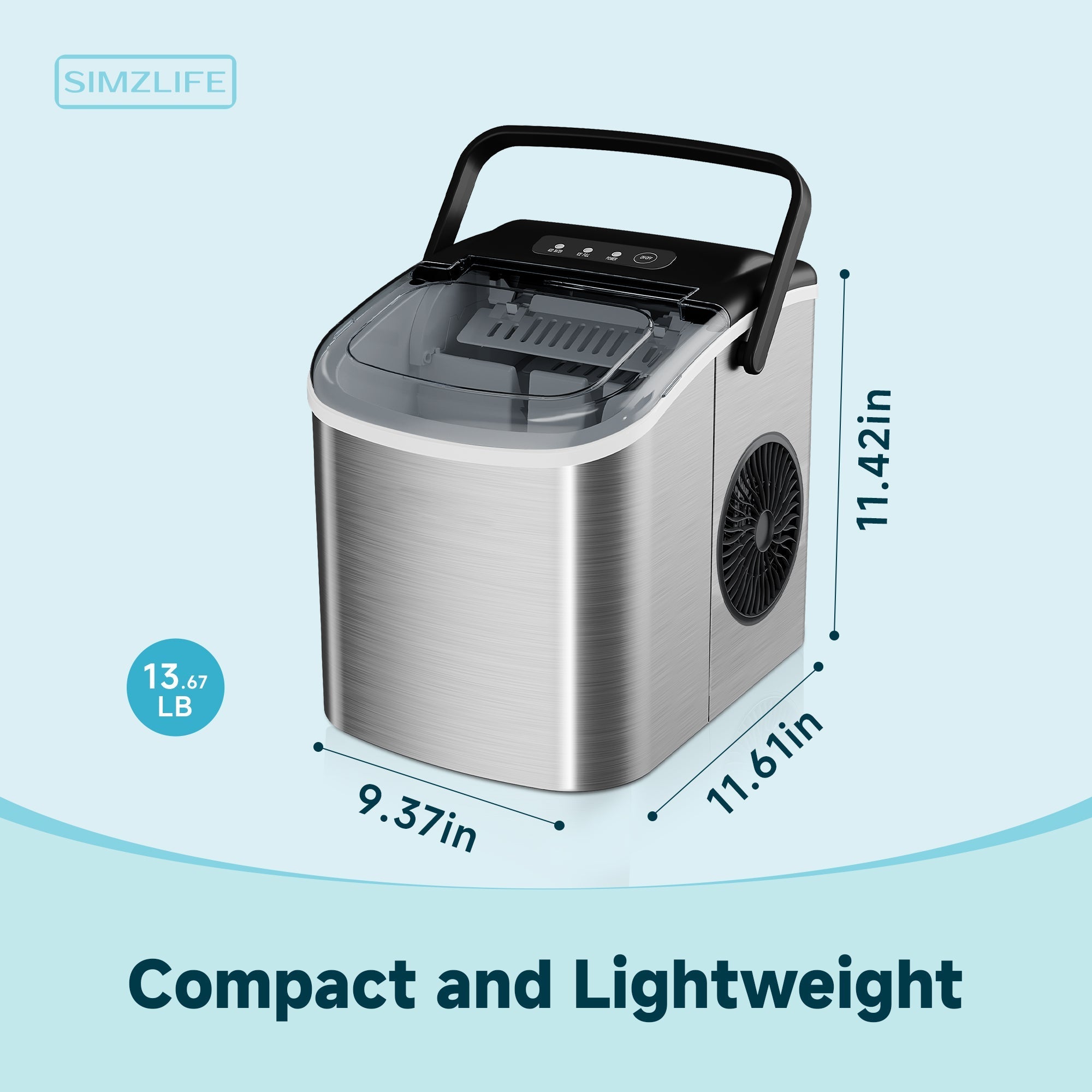 Simzlife 26 lbs/24H Countertop Ice Maker Machine, 9 Bullet-Shaped Ice in 6 Min, Auto-Cleaning, White