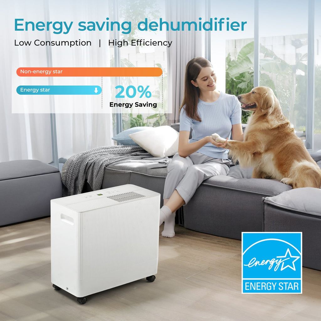 Simzlife 4500 Sq.Ft Energy Star Dehumidifier for Basement with Drain Hose,50 Pint to 110 Pint Large Dehumidifier with 1.59 Gallon Water Tank and Auto Shut-off and 4 Operation Modes for Home