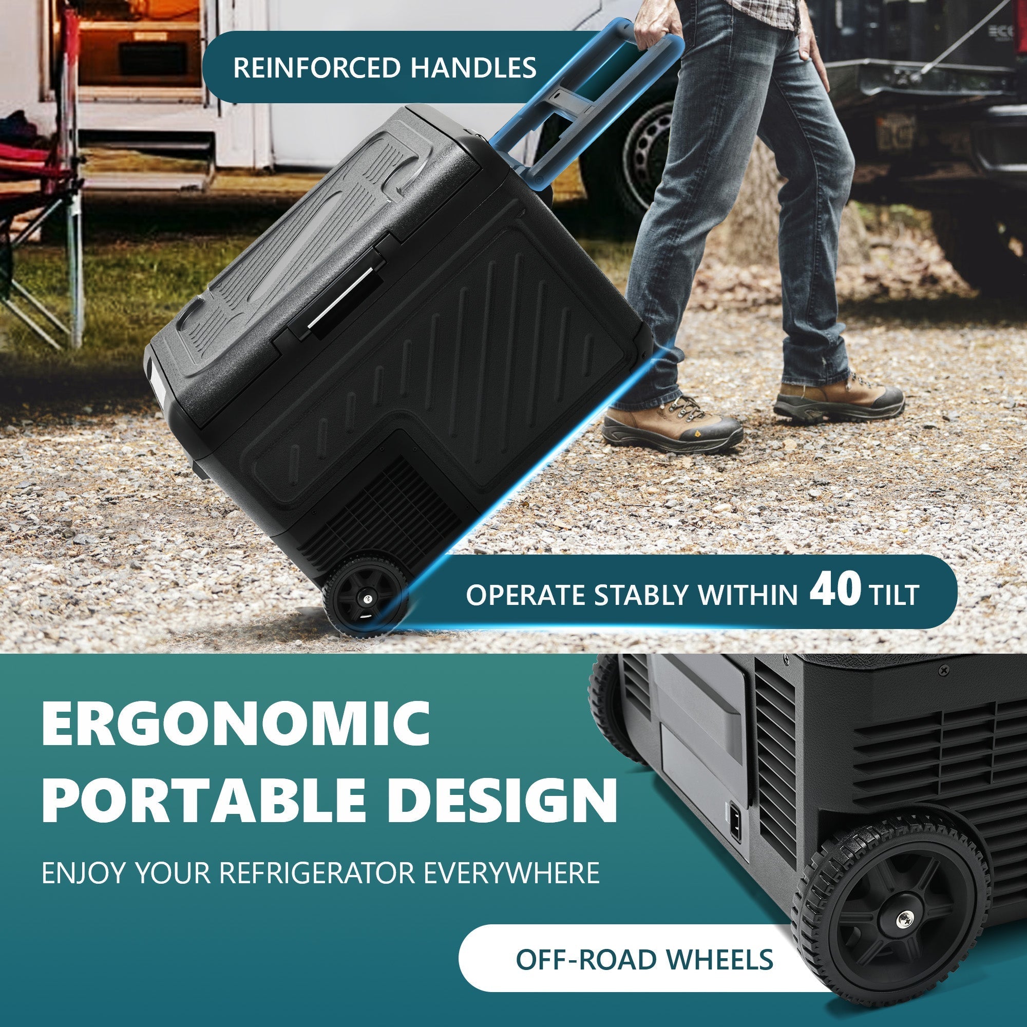 Simzlife 12 Volt Refrigerator, 39QT Dual Zone Car Refrigerator, Electric Cooler 12/24V DC & 120-240V AC, Car Fridge -4℉~68℉, Portable Freezer with Wheels for Camping, Truck, Travel