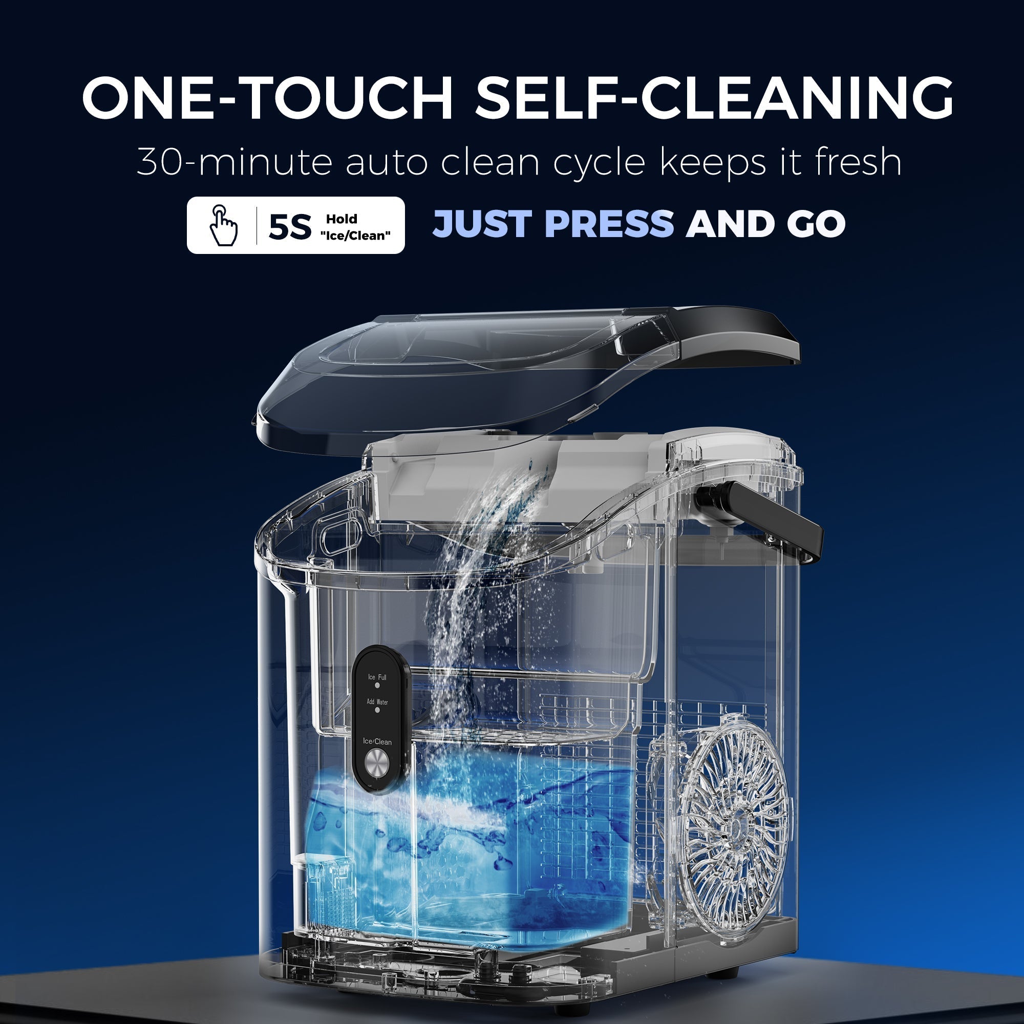 Simzlife 35lbs/24H Nugget Ice Maker Countertop,Portable Ice Maker Machine with Auto-Cleaning, Silver