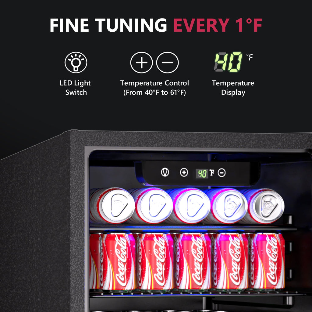 Simzlife 100 Can Beverage Refrigerator and Cooler with Glass Door for Home, 18.8 in D, 25 in H, Black