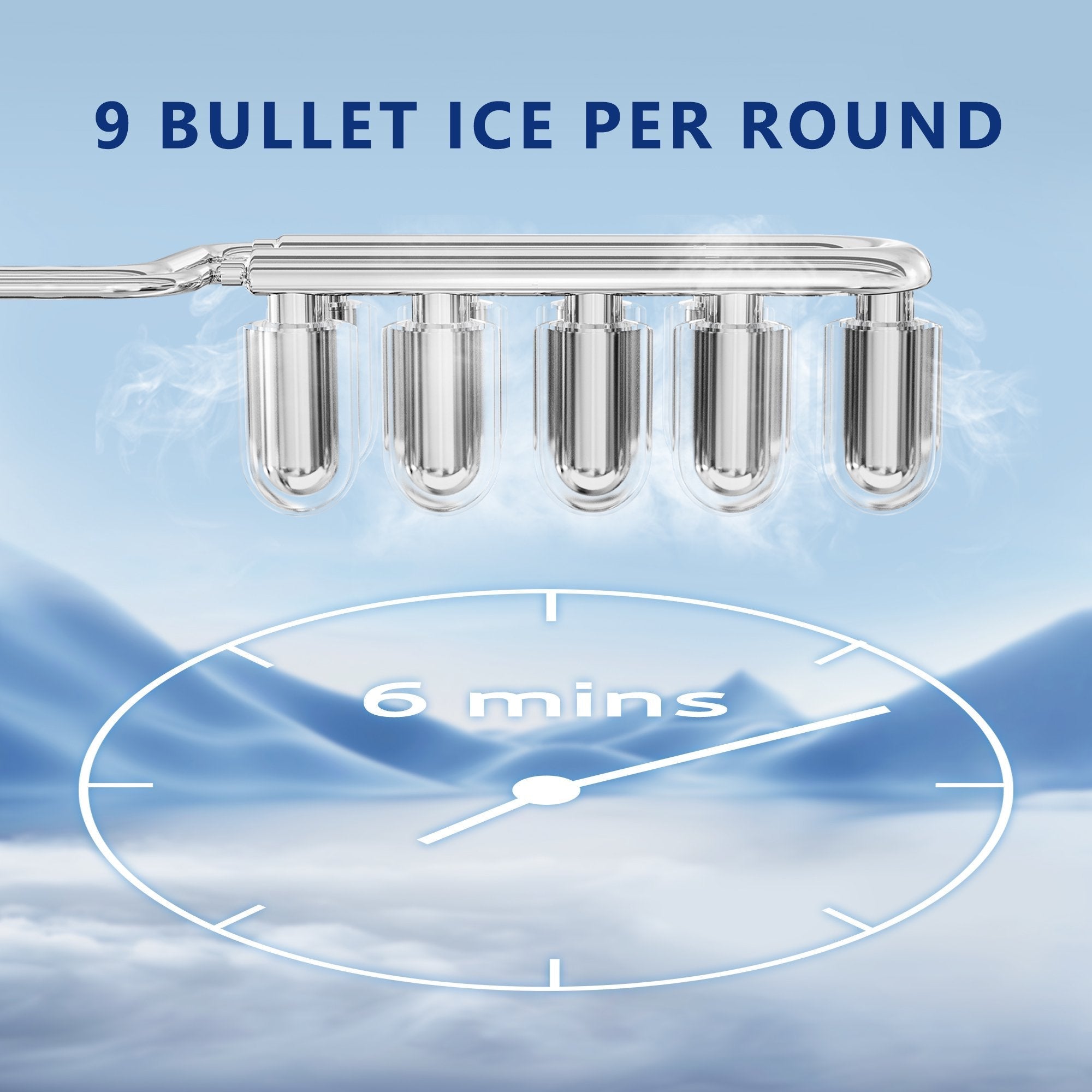 Simzlife Countertop Ice Maker with Handle, 9 bullet ice in 6 Mins, 26Lbs/24H, Self-Cleaning, Portable Ice Maker with Basket and Scoop