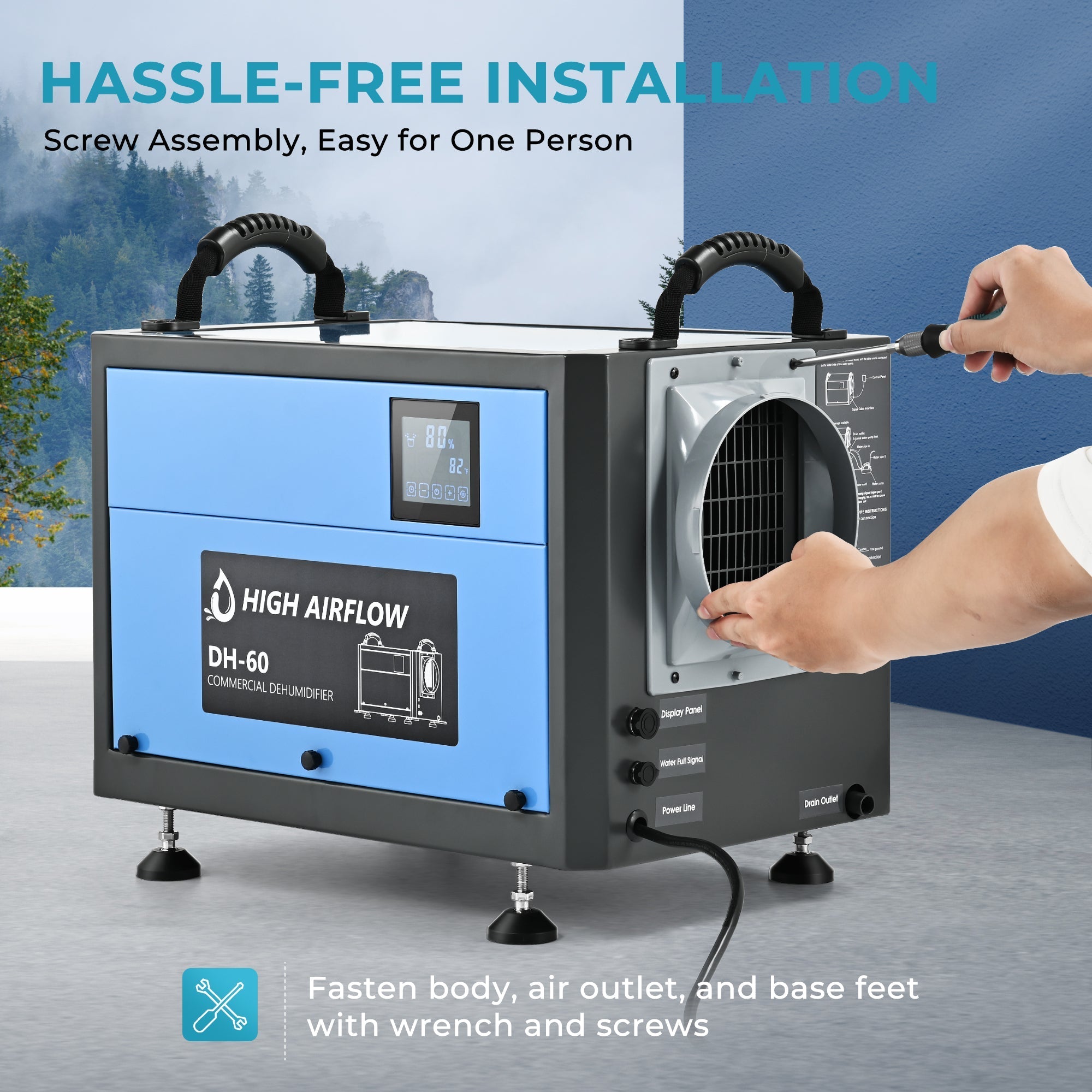 Simzlife 130 Pints Crawl Space Dehumidifier with Drain Hose, up to 5500 sq.ft, Timer on/off, Automatic Dehumidifier