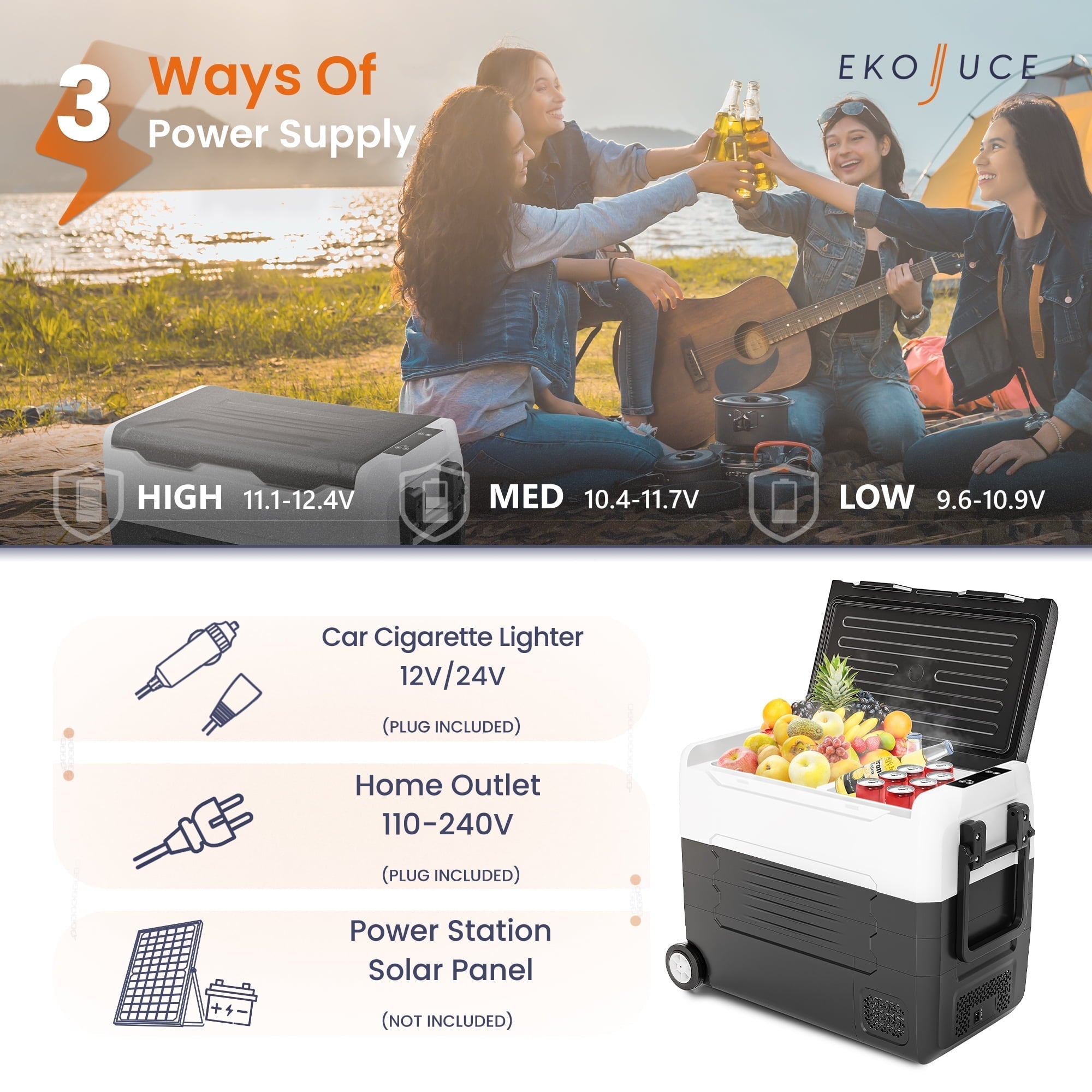 Simzlife 12 Volt Refrigerators, -4℉~68℉, 58 Quart Portable Freezer Mini Fridge 12/24V DC & 120-240V AC, Removable Divider, Car Fridge for Car, RV, Camping, Travel, Fishing, Outdoor or Home