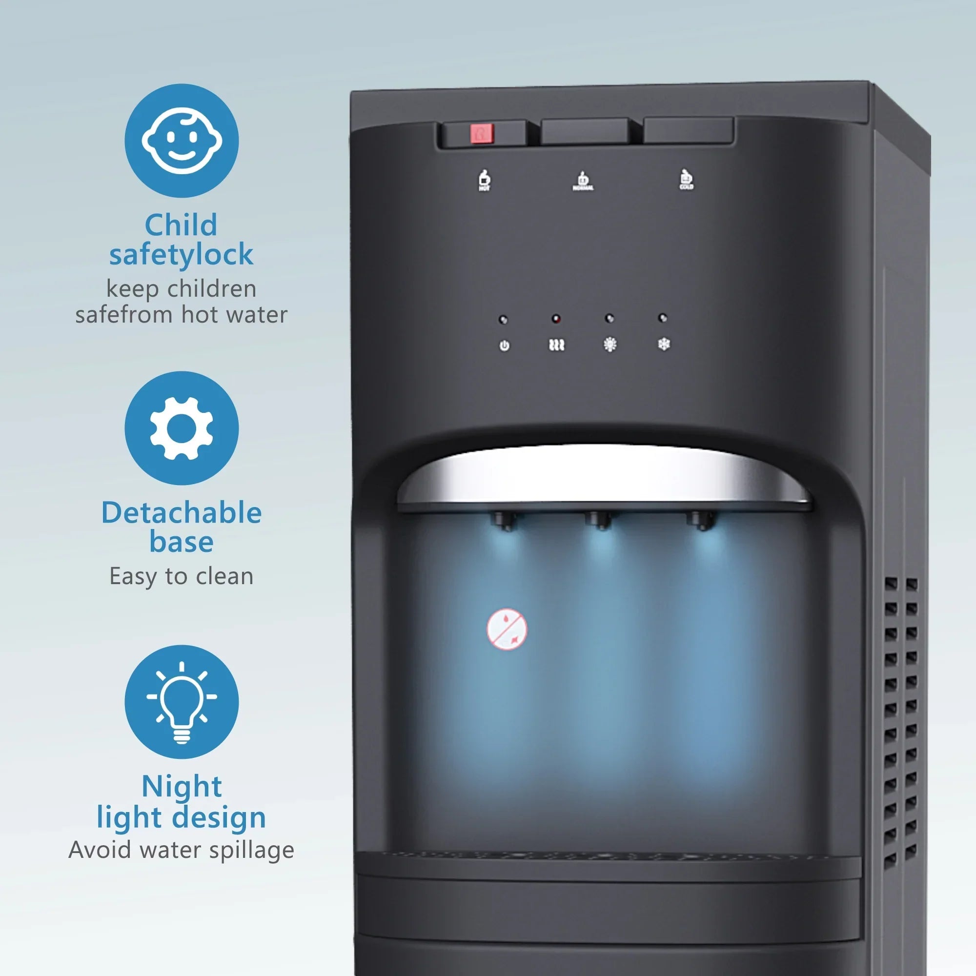 Simzlife Water Dispenser Bottom Loading, UV Lights Stainless Steel Water Cooler , 3 Or 5 Gallon Bottle