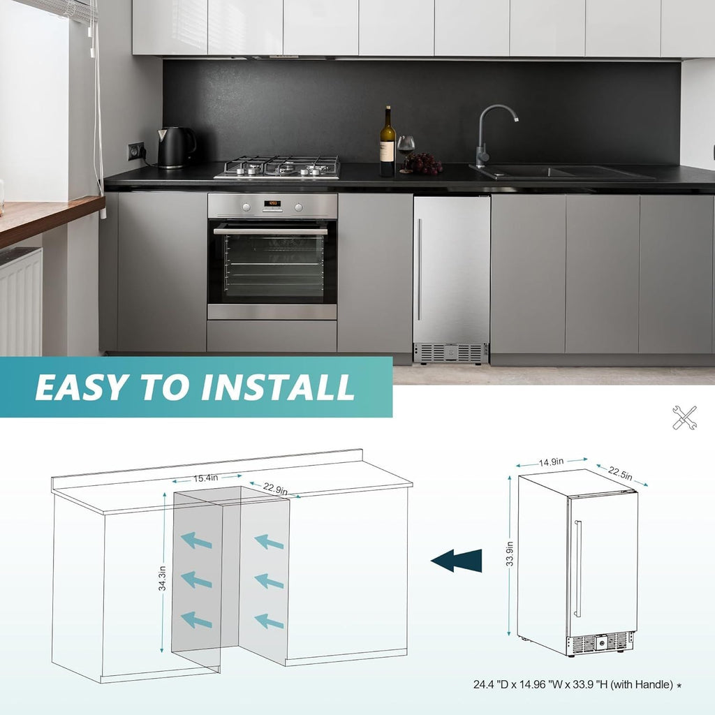 Simzlife 115 Cans 2.9 Cubic Feet Freestanding/Built-in Beverage Refrigerator with Wine Storage