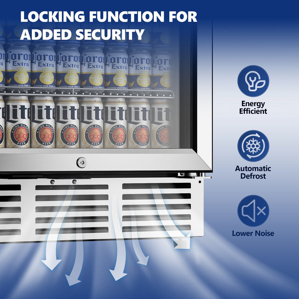 Simzlife 24 Inch Beverage Refrigerator, 180 Can Built-in Beverage Cooler, Under Counter Beer Fridge with Glass Door for Soda, Water, Wine - For Kitchen, Bar or Office