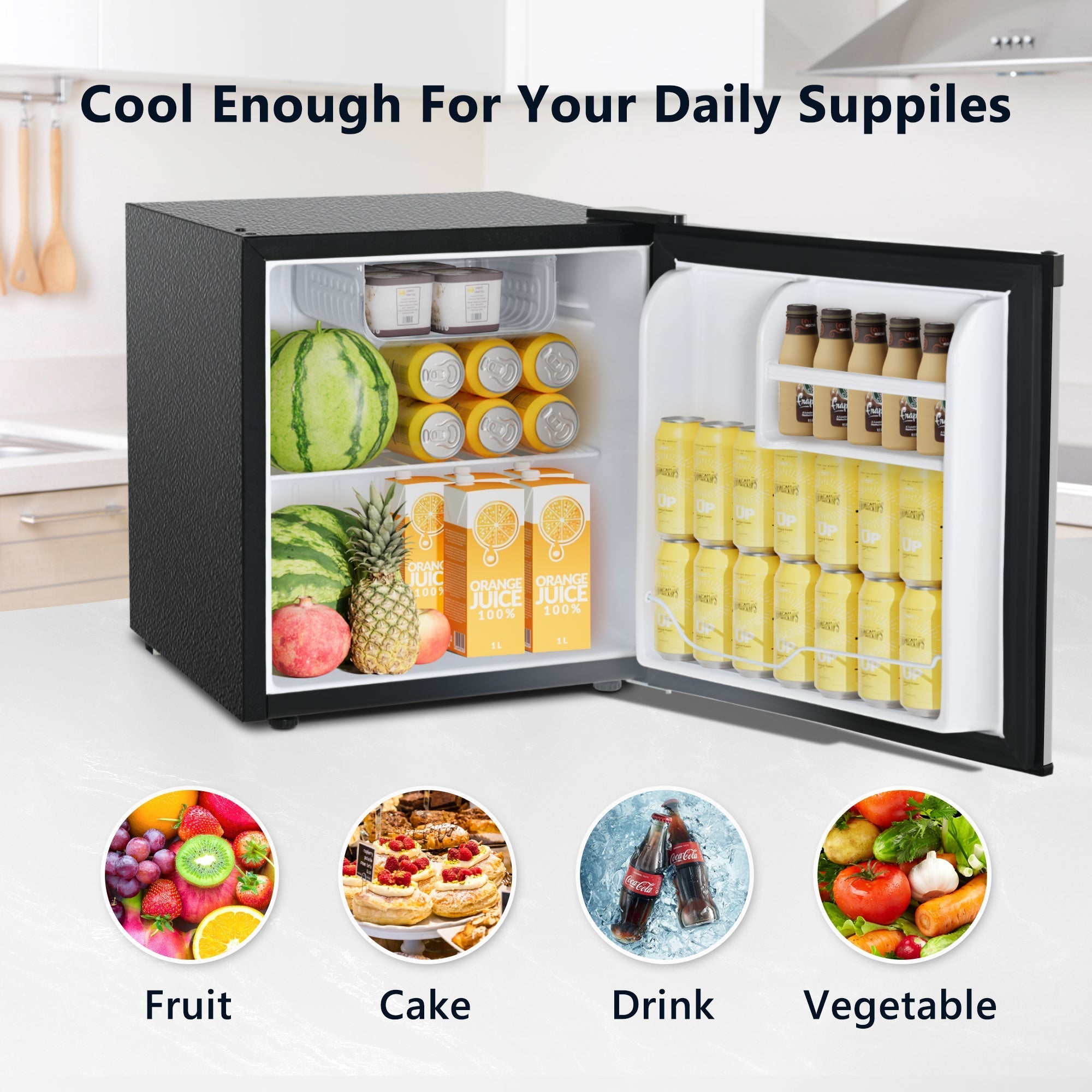 Simzlife 1.6 Cu. Ft. Freestanding Mini Fridge With Freezer for Dorm, College, Office