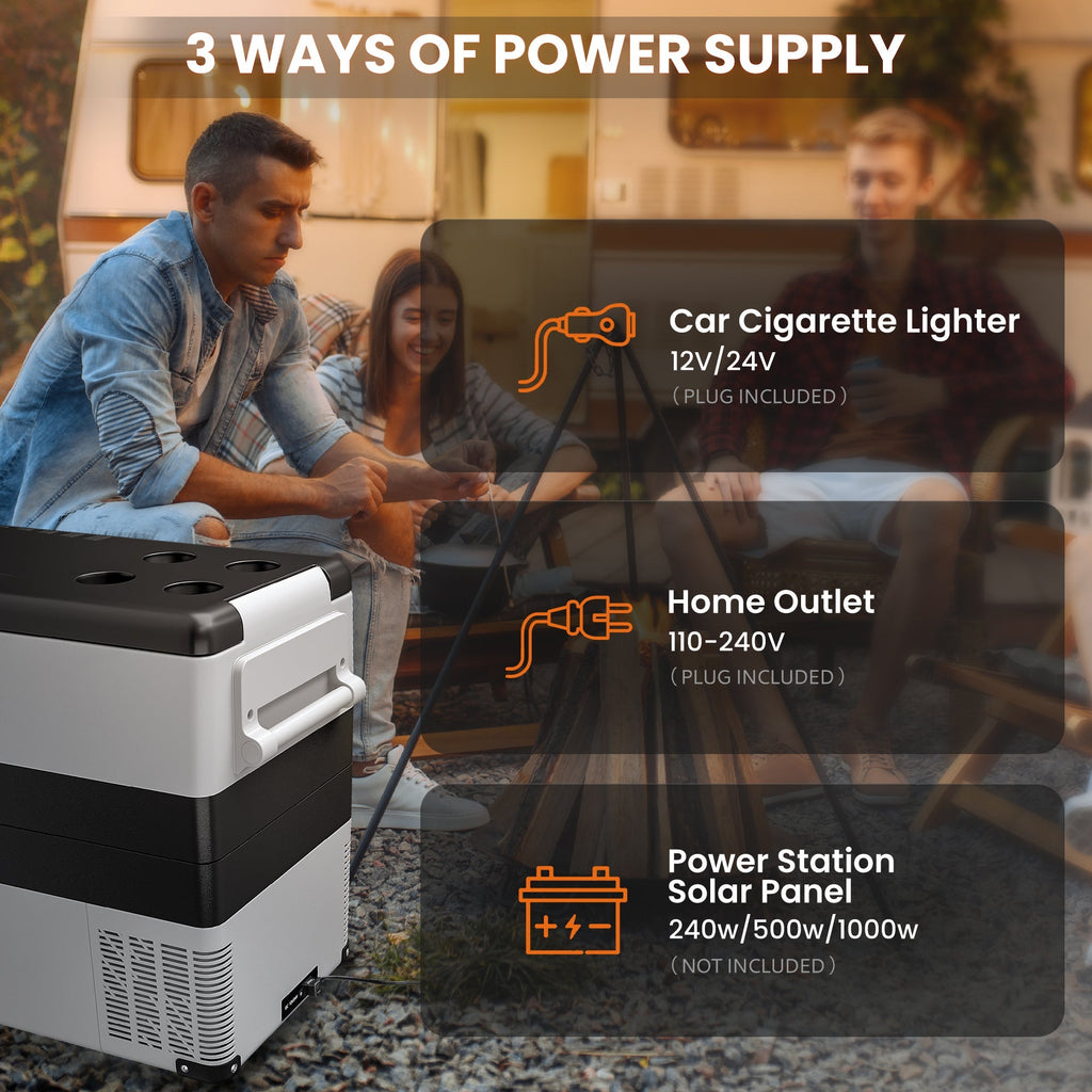 SIMZLIFE 12V Electric Car Refrigerator, 59QT RV Freezer Fridge, DC & AC - Home, Travel, Camping, Outdoor - Gray, 36.8 lb