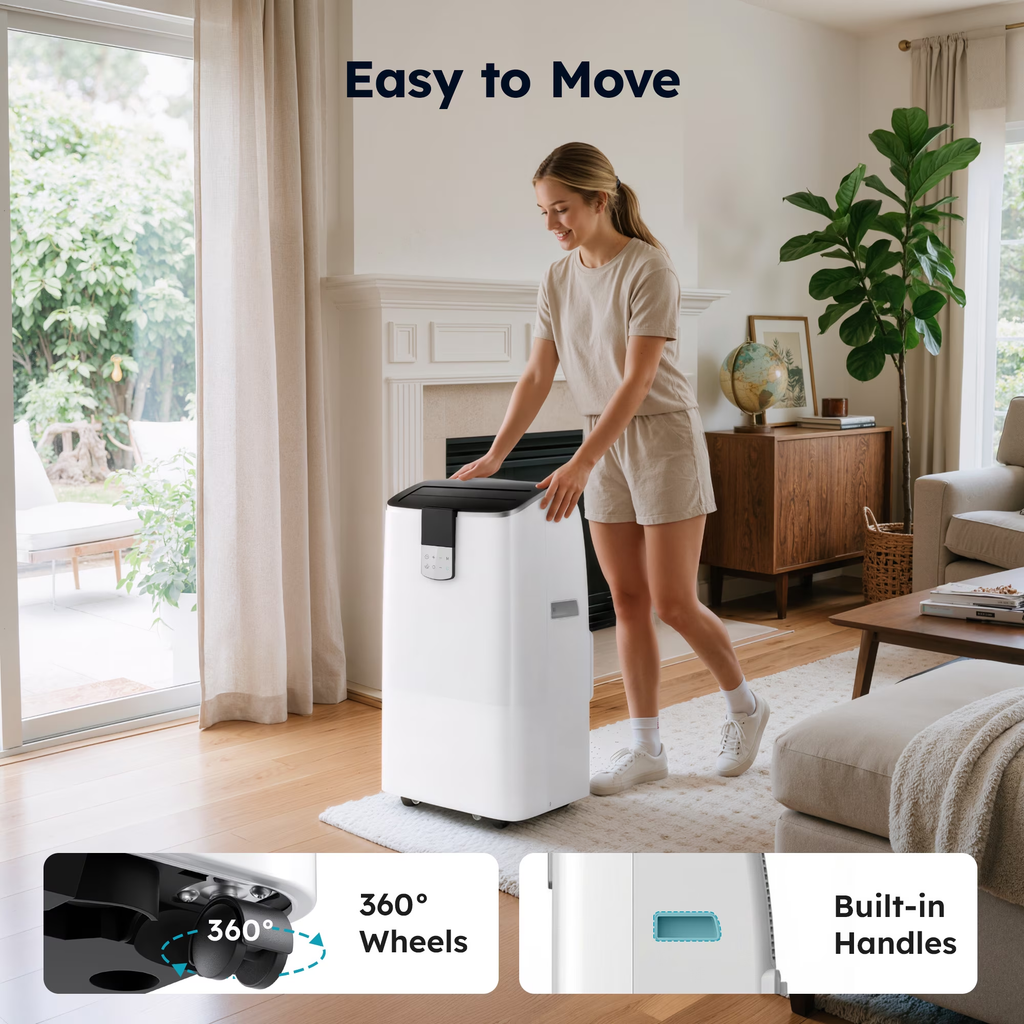 SIMZLIFE 14000 BTU Portable Air Conditioner with WIFI for Room, Portable AC Unit with Remote Control, White