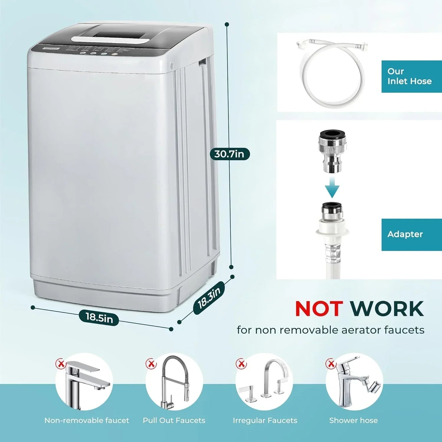 Simzlife Portable Washing Machine 8.8LBS with LED Display，Compact Washer