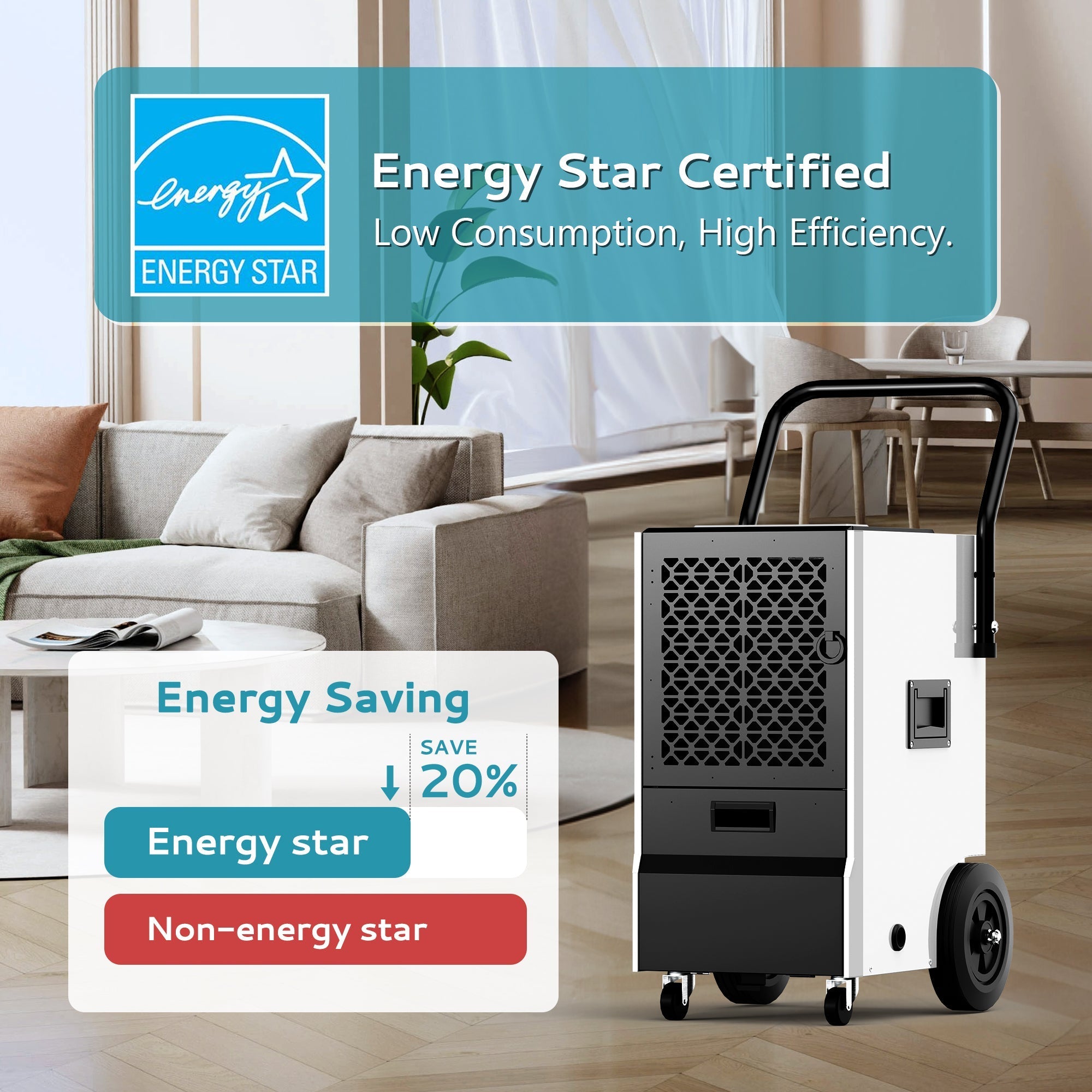 Simzlife 160 Pints Commercial Dehumidifier for Basement,Large Dehumidifier for Basement With Drain Hose,Timer and 4 Wheels,Industrial Dehumidifier for Flood Repairs,Drying Basement,Warehouse and Factory