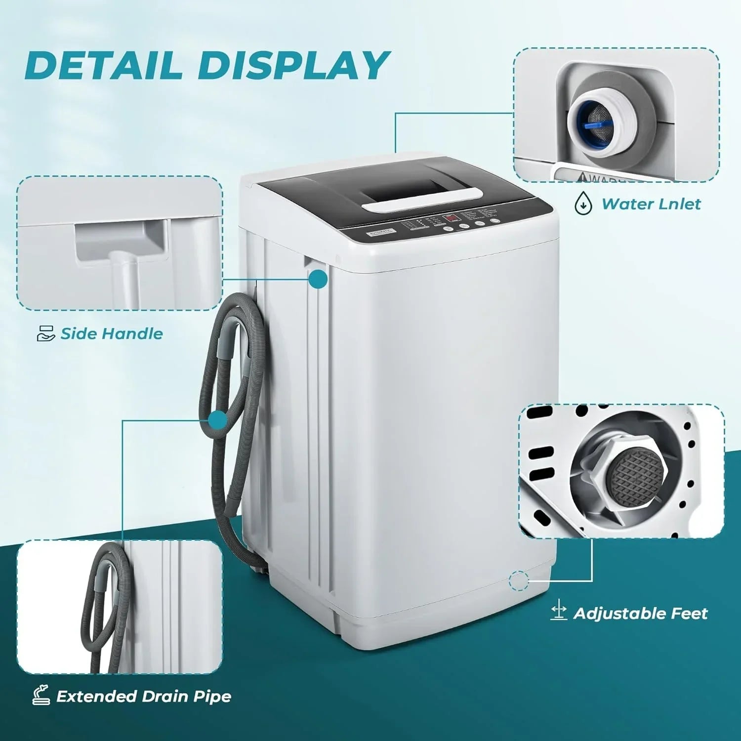 Simzlife Portable Washing Machine 8.8LBS with LED Display，Compact Washer