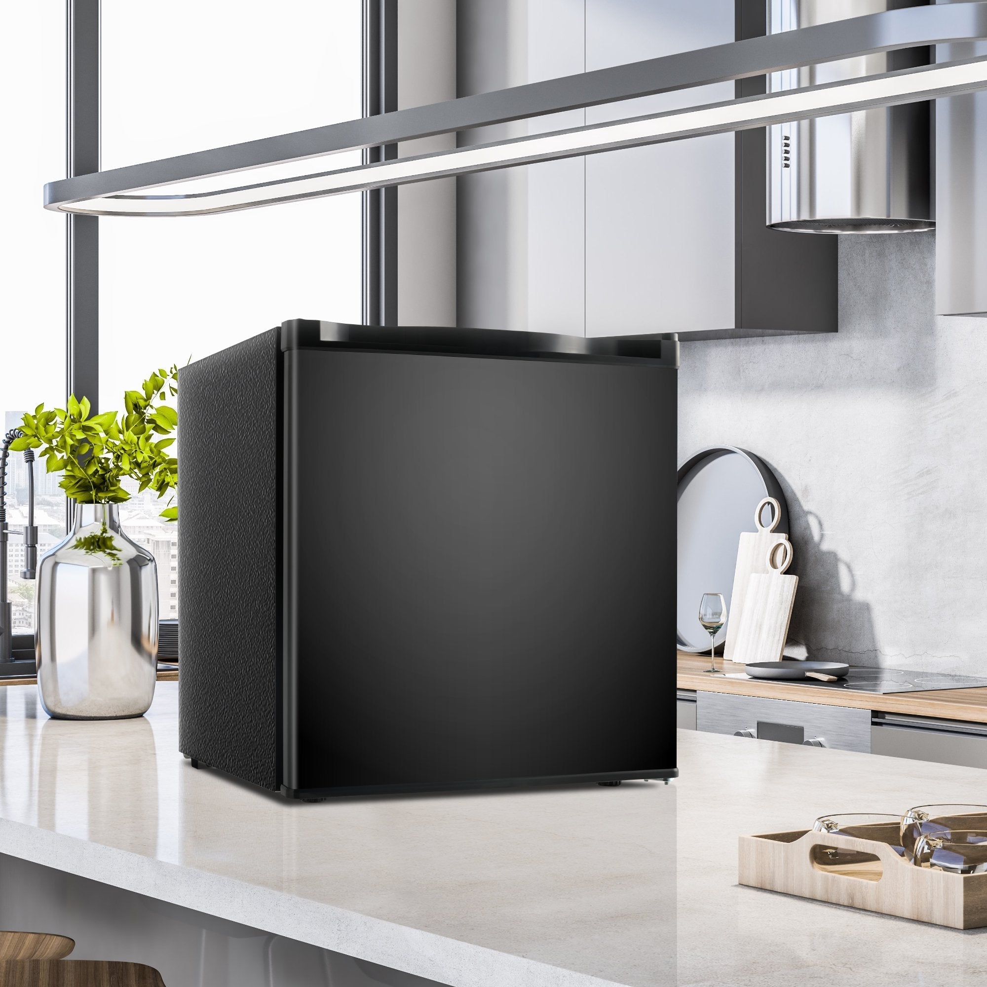 Simzlife 1.6 Cu.ft Mini Fridge with Freezer, Single Door Mini Refrigerator, Black