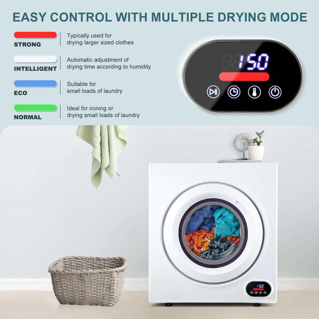 Simzlife 3.5 Cu.ft Portable Clothes Dryer, 1500W, LCD Control, Exhaust Duct, 22 in W, 26.5 in H