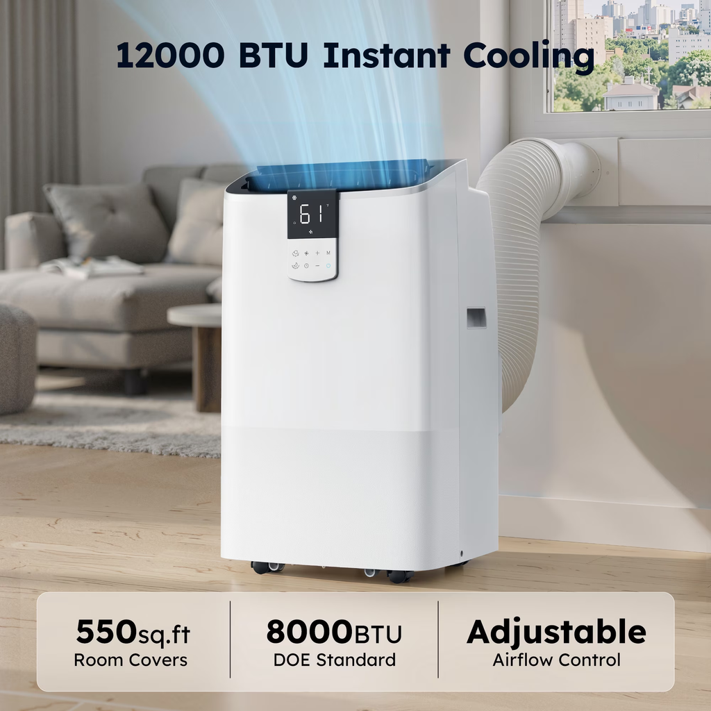 SIMZLIFE 12000 BTU Portable Air Conditioner with WIFI for Room, Portable AC Unit