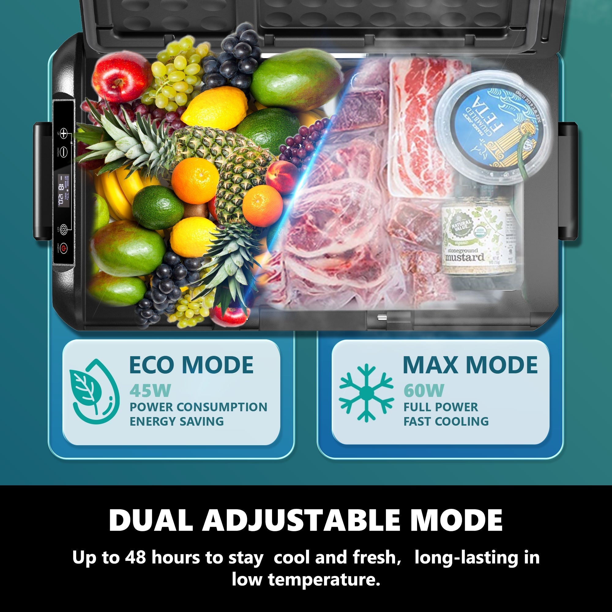 Simzlife 12 Volt Refrigerator, 26 QT(25 L) Portable Freezer, Electric Cooler -4℉~68℉, 12V Car Fridge Reversible Door, Portable Freezer 12/24V DC & 120-240V AC for Camping, Truck, Travel