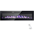Simzlife 60 inch Electric Fireplace Recessed Wall Mounted Freestanding with Remote Control, Ultra-thin Fireplace Heater with Adjustable Flame Color, Linear Fireplace with Timer, Log & Crystal, 750/1500W