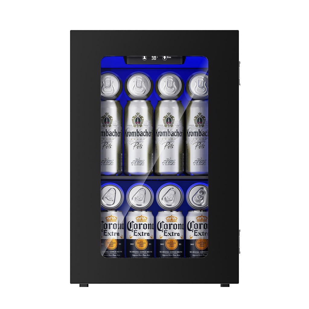 Simzlife 24 Cans Mini Beverage Refrigerator & Portable Wine Cooler Refrigerator with Glass Door, Mini Countertop Wine Fridge for Home/Office/Bar,Black