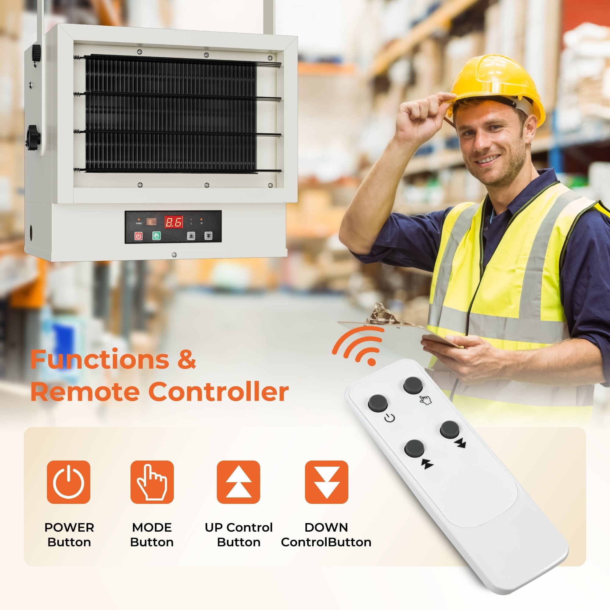 Simzlife Electric Garage Heater, 7500 Watt Hard-Wired Garage Heaters with Remote Control, 240v Ceiling Heater with 9 Hour Timer, Overheat Protection ETL Compliant Wall Heater for Garage, Workshop