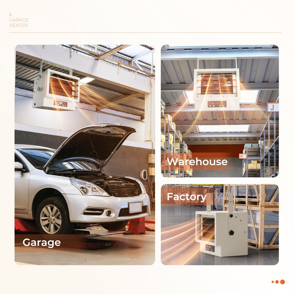 Simzlife Electric Garage Heater, 7500 Watt Hard-Wired Garage Heaters with Remote Control, 240v Ceiling Heater with 9 Hour Timer, Overheat Protection ETL Compliant Wall Heater for Garage, Workshop