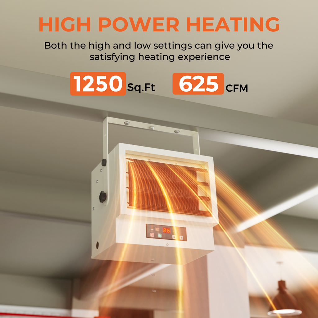 Simzlife Electric Garage Heater, 7500 Watt Hard-Wired Garage Heaters with Remote Control, 240v Ceiling Heater with 9 Hour Timer, Overheat Protection ETL Compliant Wall Heater for Garage, Workshop