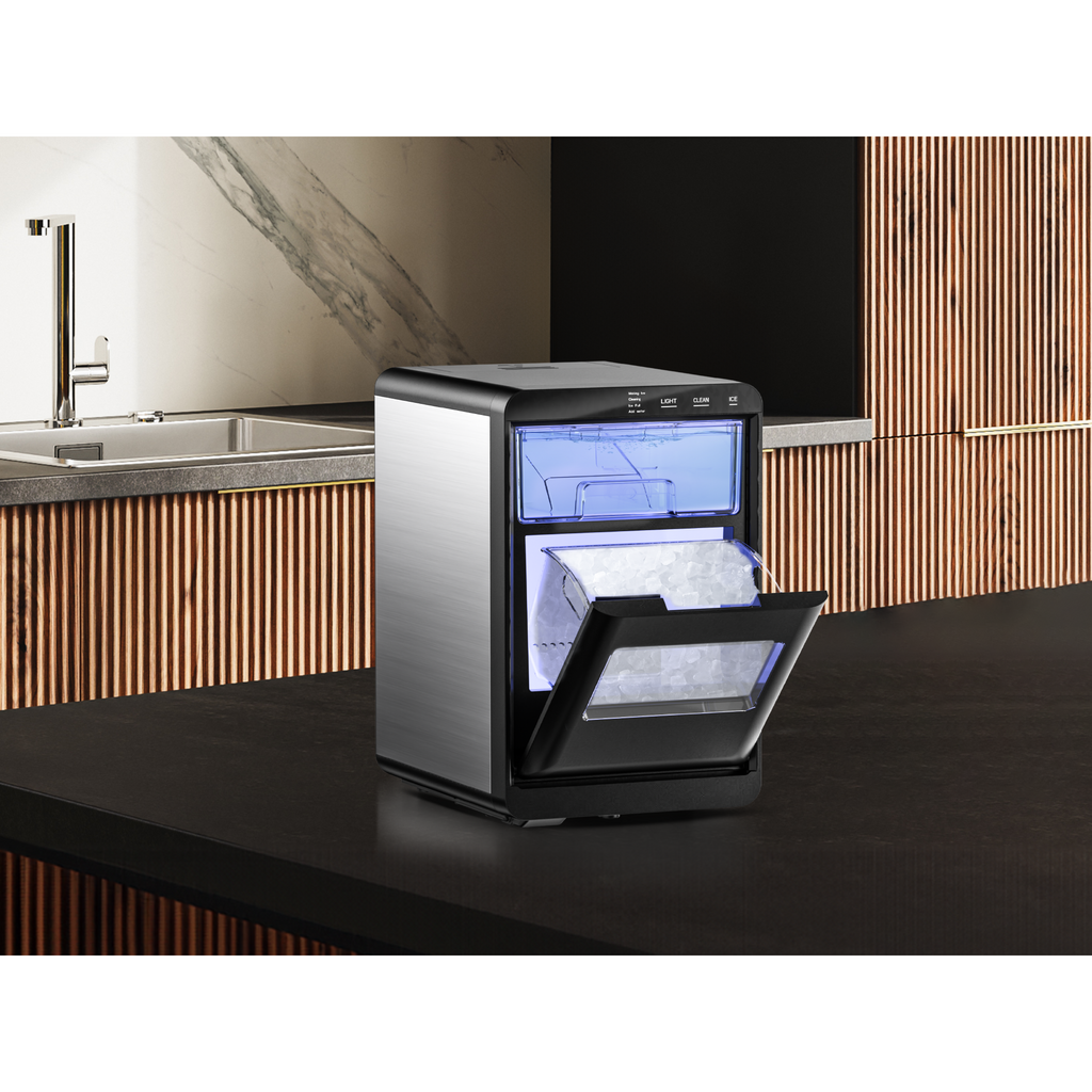 Simzlife Nugget Ice Maker Countertop, 44Lbs/24H Pebble Ice Maker Machine, Self-Cleaning Pellet Ice Machine with Ice Scoop&Basket, Sonic Countertop Ice Machine for Home/Kitchen/Office(Black)